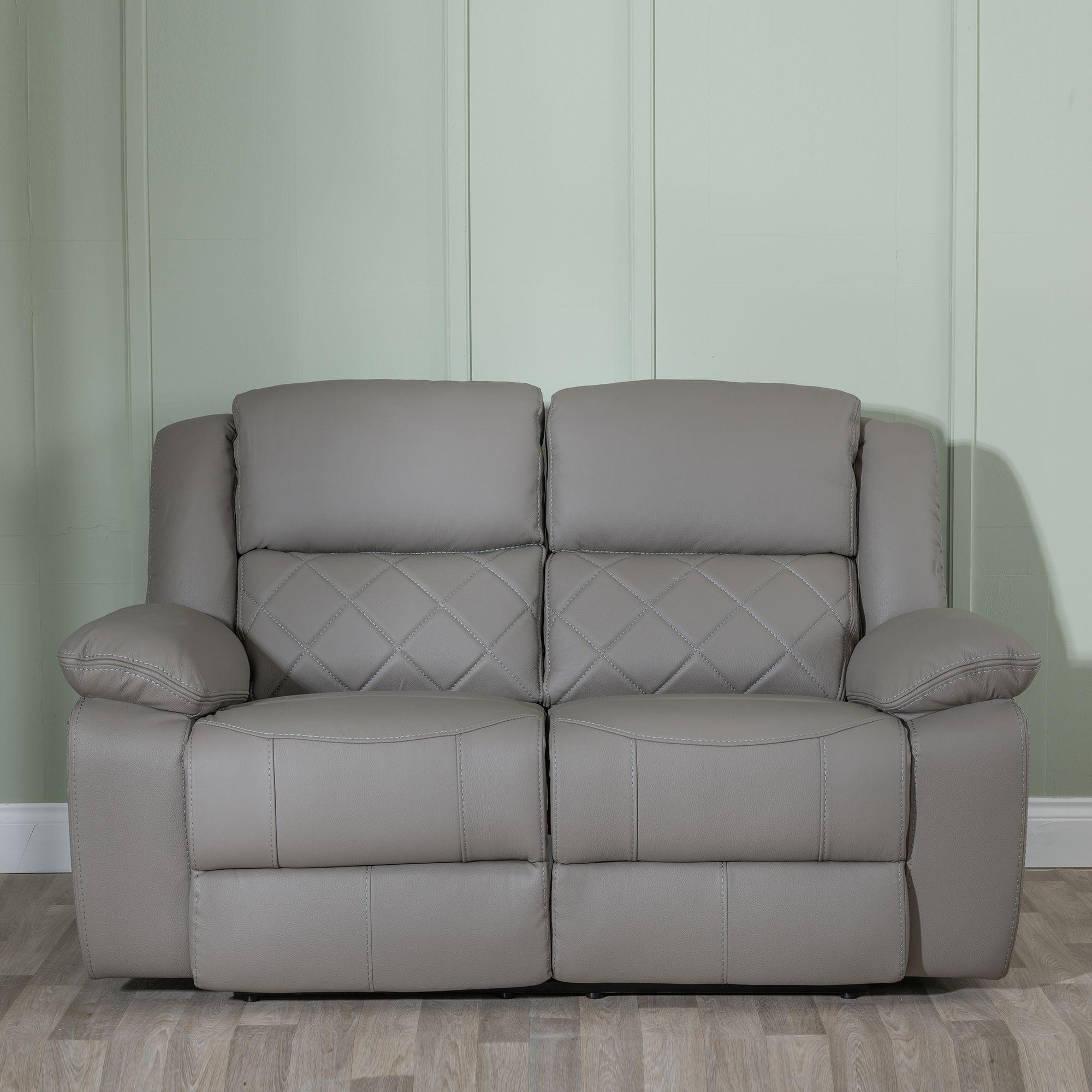 Bentley Recliner Sofa - 2 Seater - Light Grey Leather