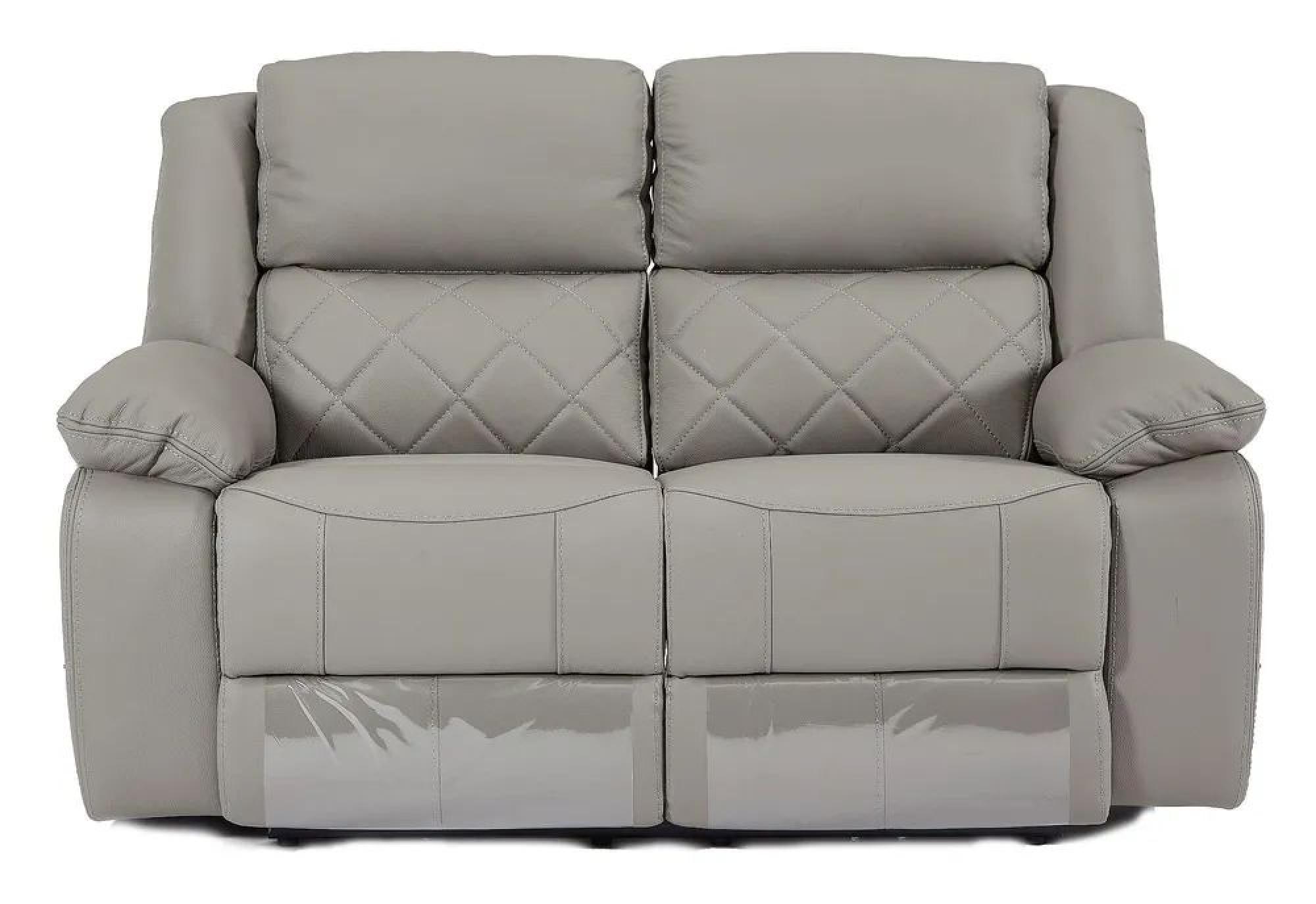 Bentley Recliner Sofa - 2 Seater - Light Grey Leather