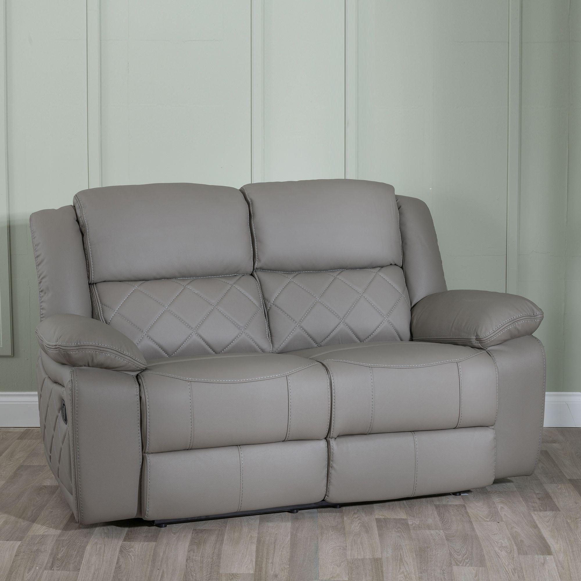Bentley Recliner Sofa Set - Light Grey Leather