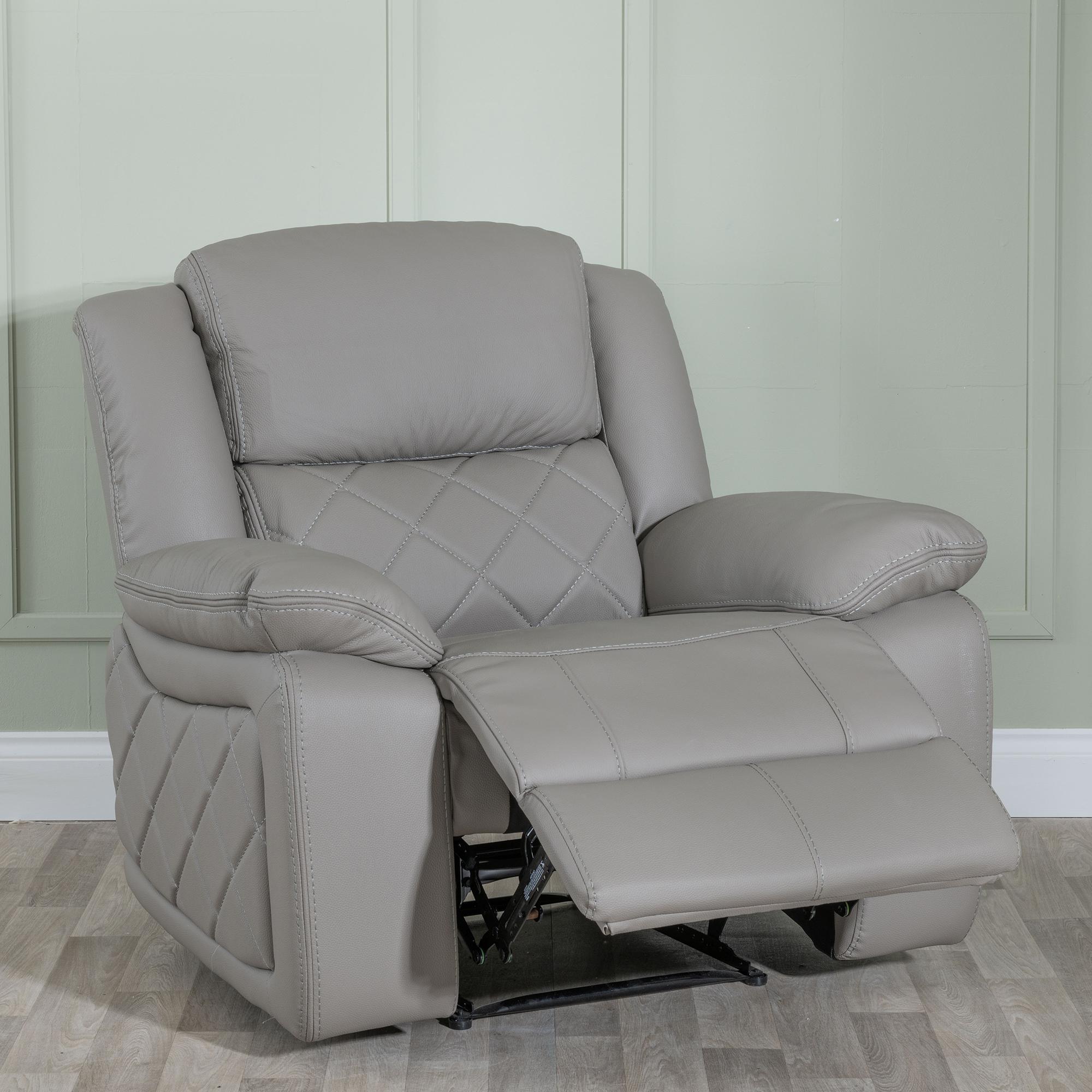 Bentley Recliner Sofa Set - Light Grey Leather