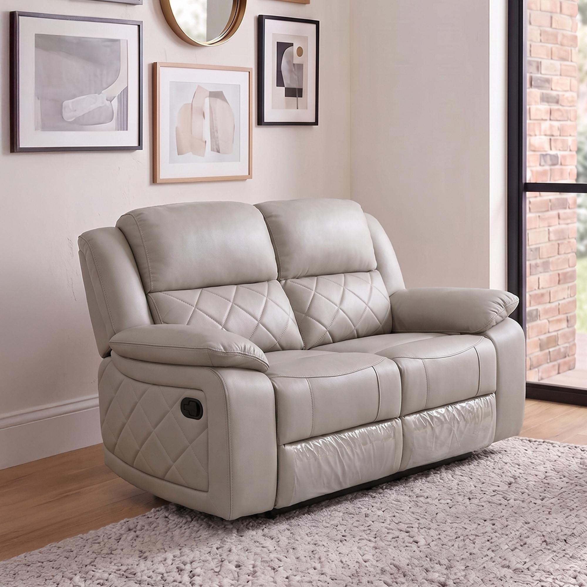 Bentley Recliner Sofa - 2 Seater - Grey Leather