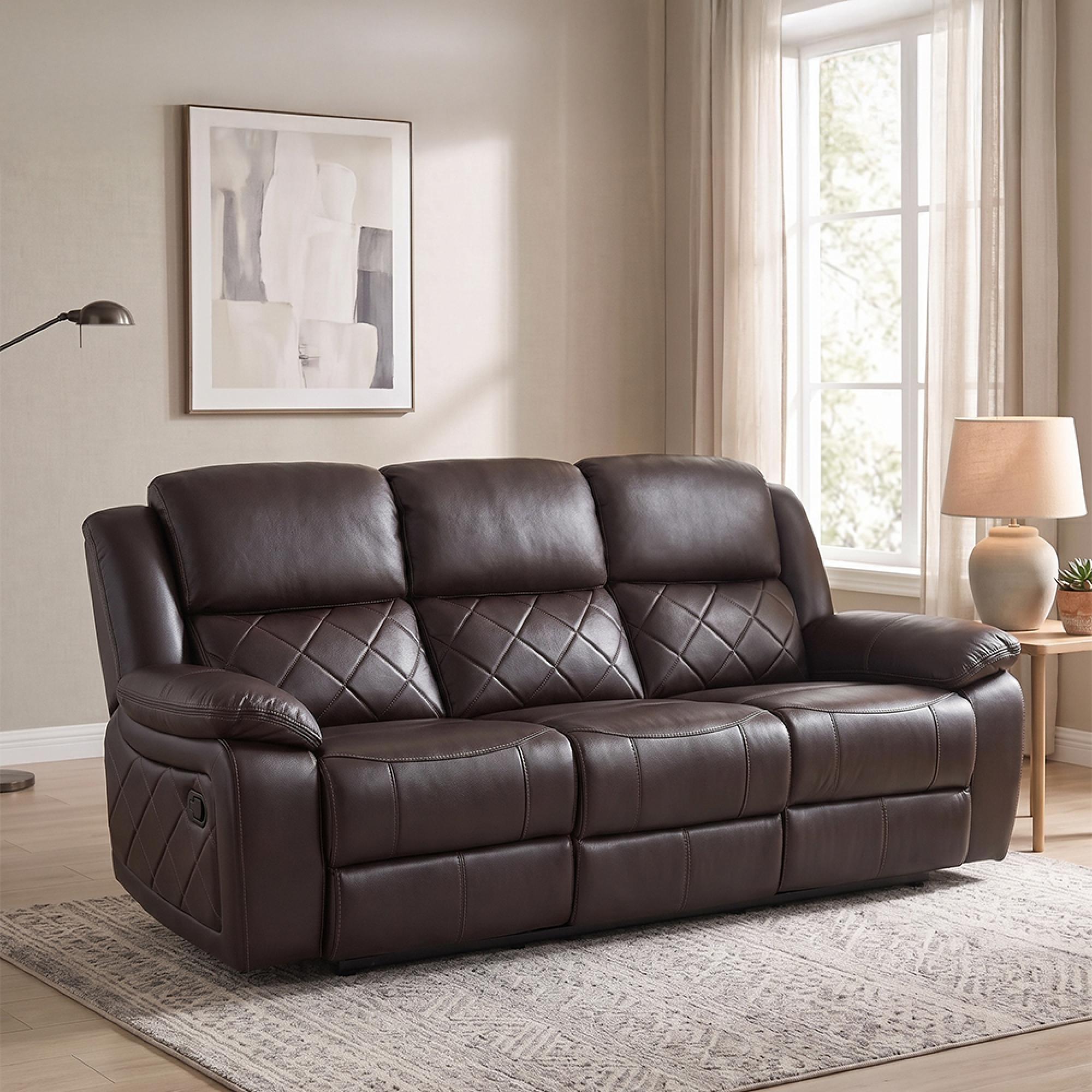 Bentley Recliner Sofa - 3 Seater - Brown Leather