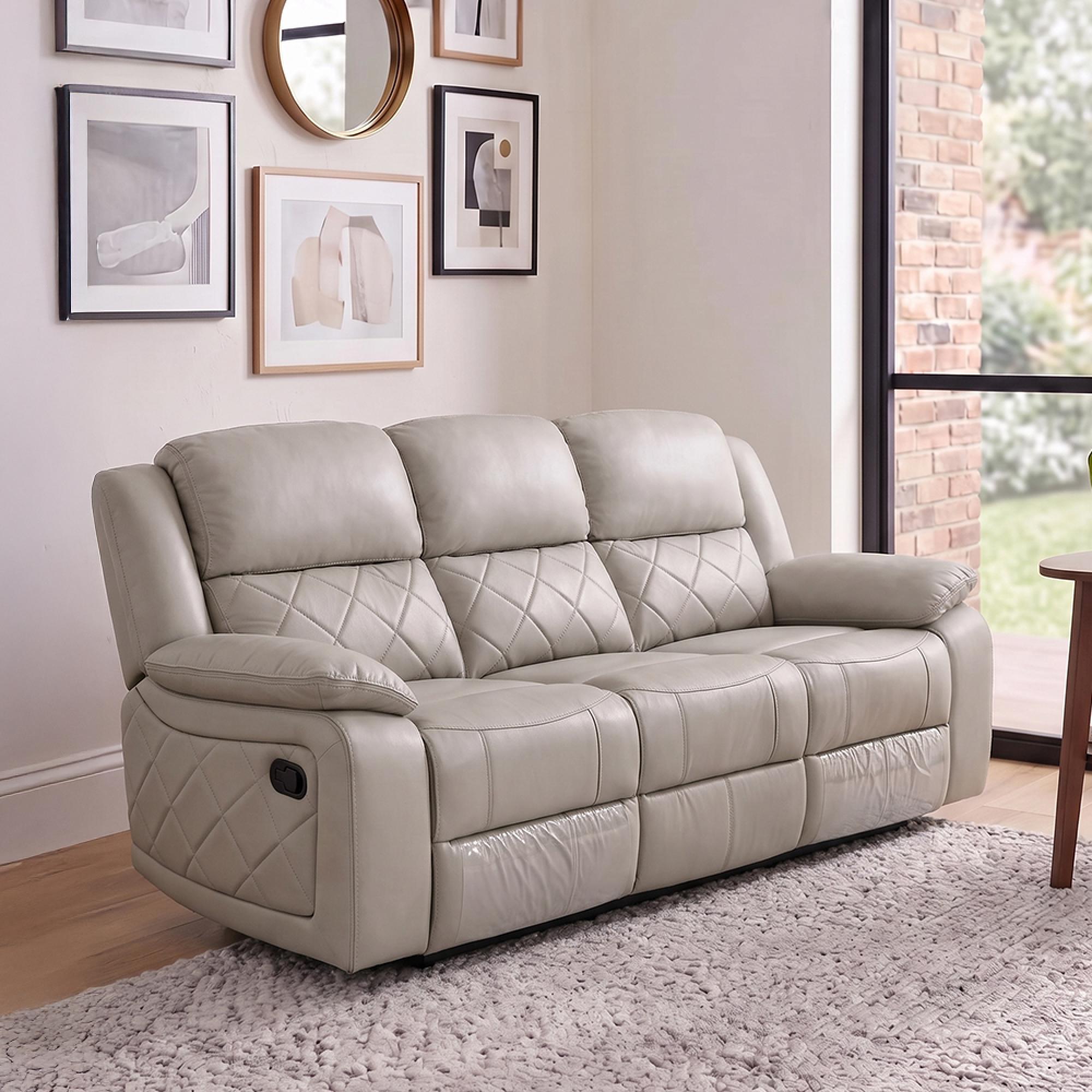 Bentley Recliner Sofa - 3 Seater - Grey Leather