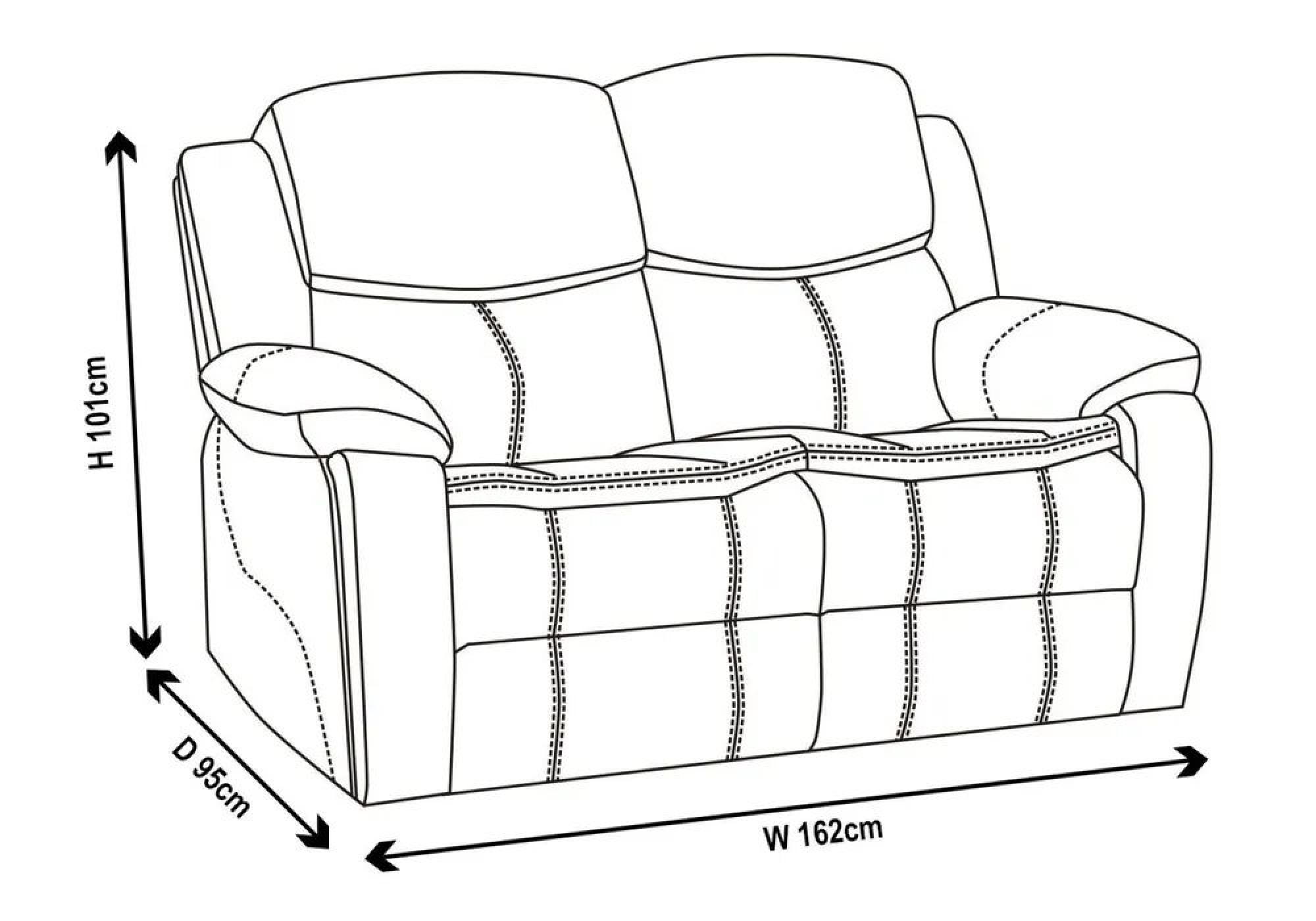 Berlin Recliner Sofa - 2 Seater - Black Leather