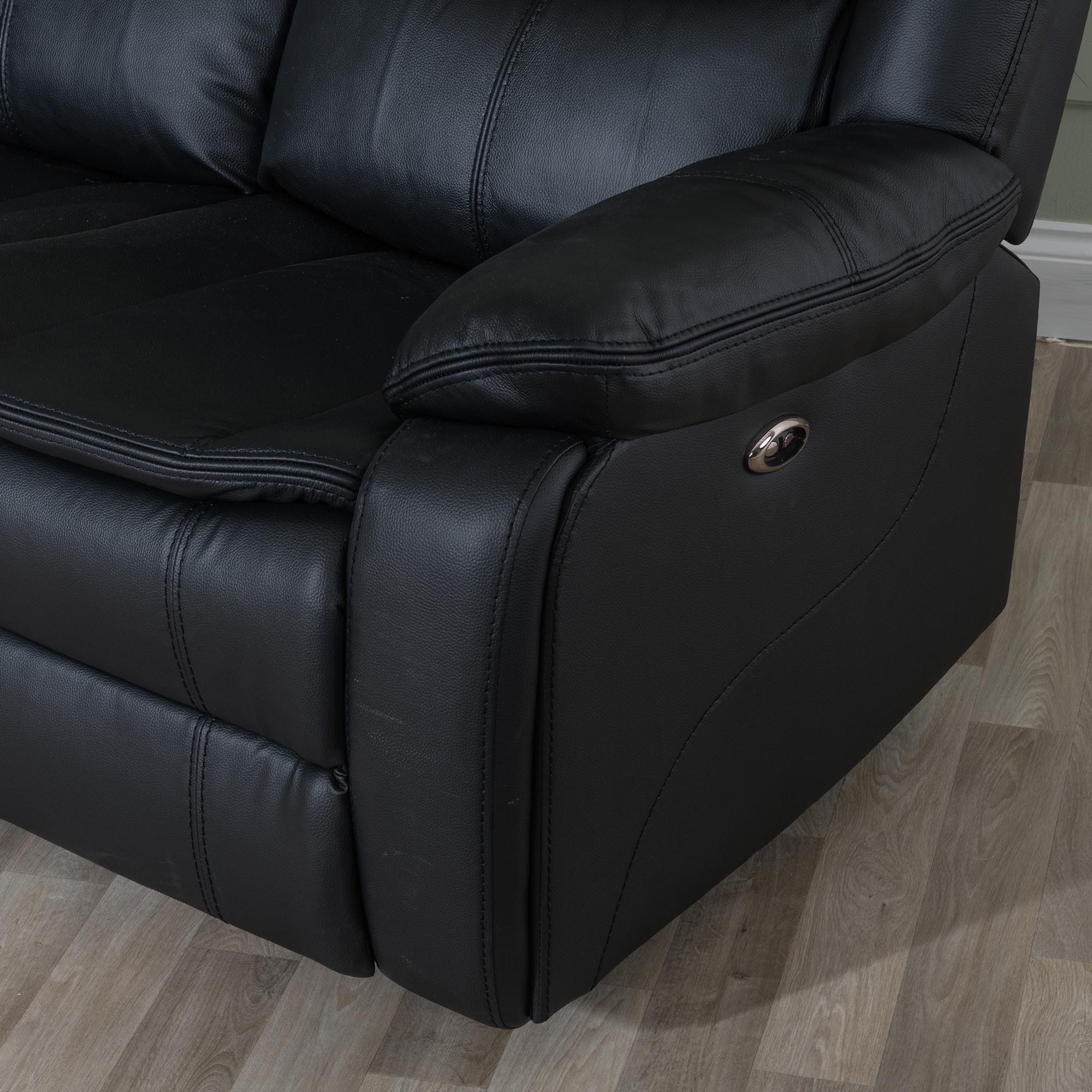 Berlin Recliner Sofa - 3 Seater - Black Leather
