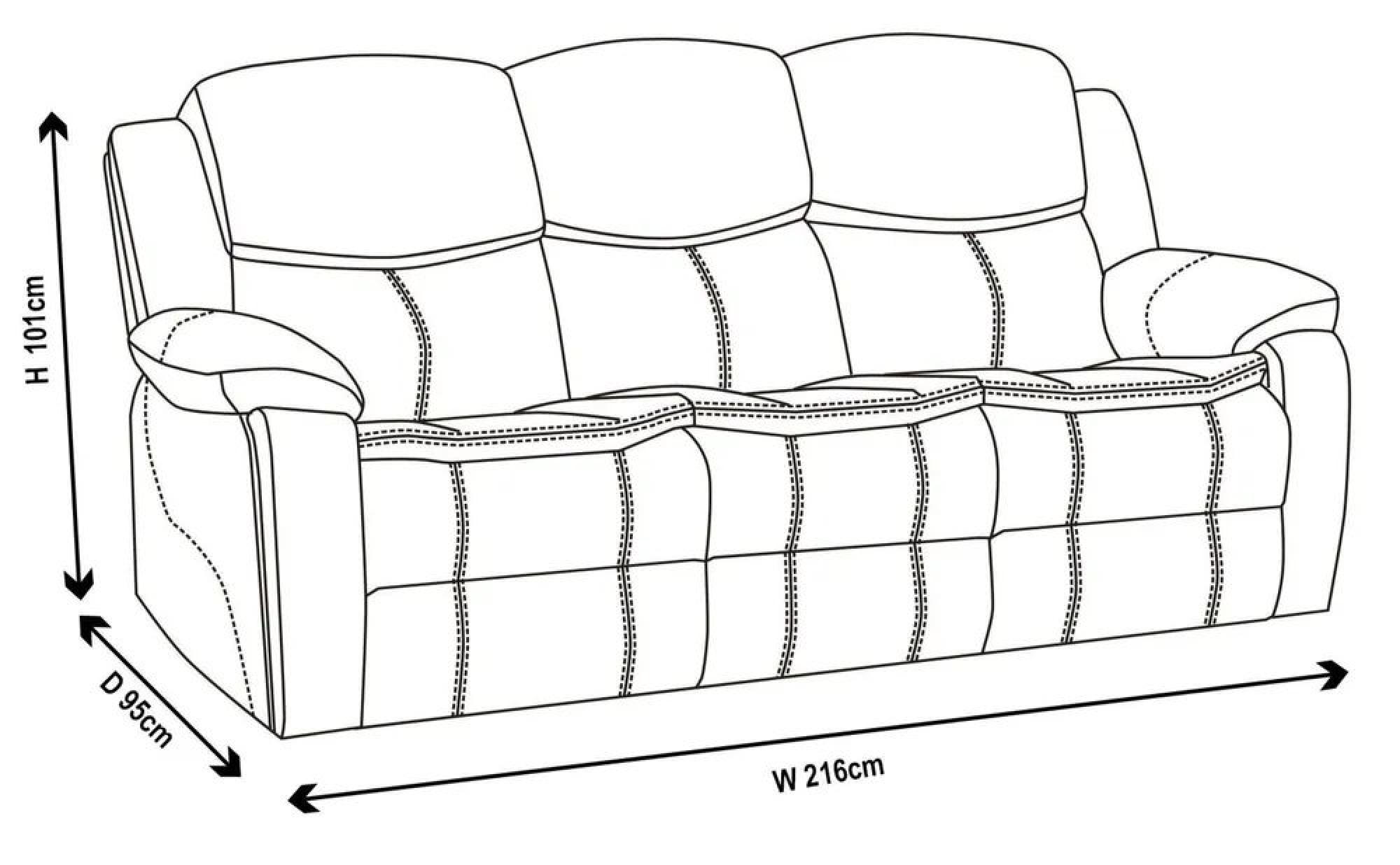 Berlin Recliner Sofa - 3 Seater - Black Leather