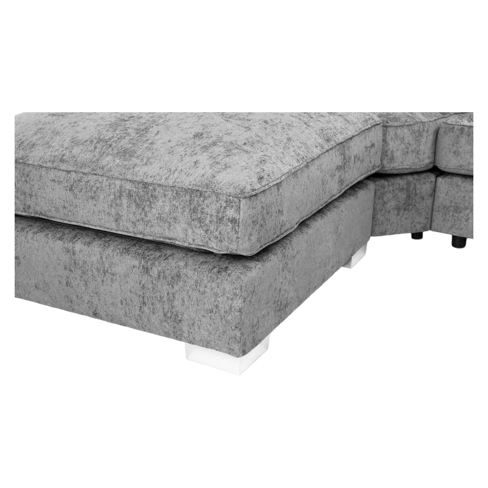 Bishop U Shape Corner Sofa Suite - Scatterback - Platinum Velvet Fabric