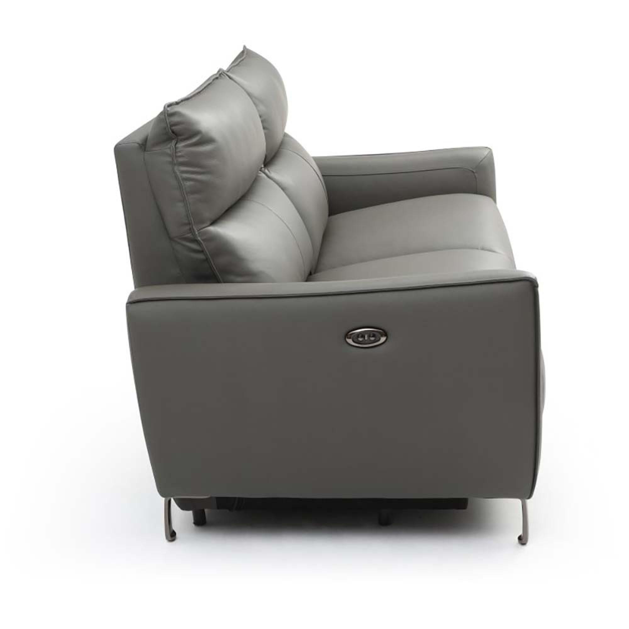 Brooke Electric Recliner Sofa - Grey Leather - 3 Seater
