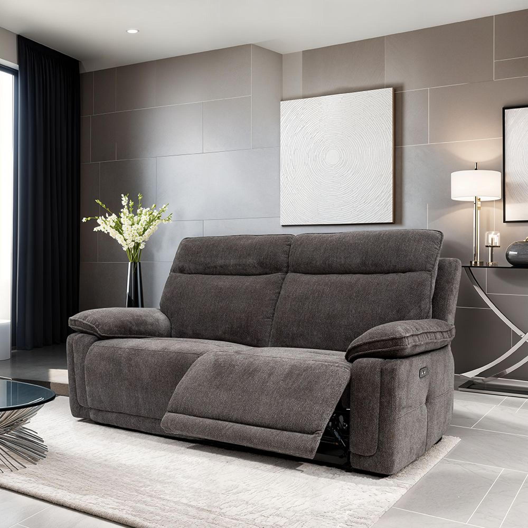 Cadenza Sofa - 2 Seater - Electric Recliner - Charcoal Fabric