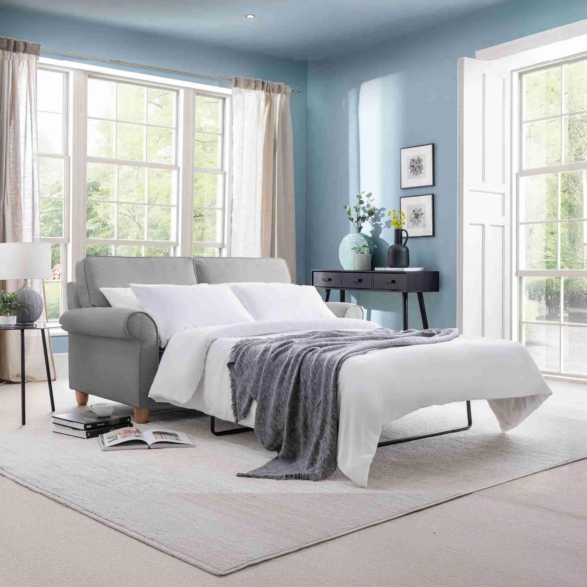 Carina Mushroom Fabric 2 Seater Pull Out Sofa Bed