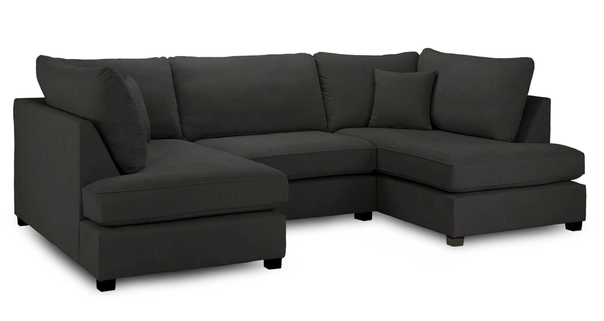 Carnaby U Shape Corner Sofa - Classic Black Fabric
