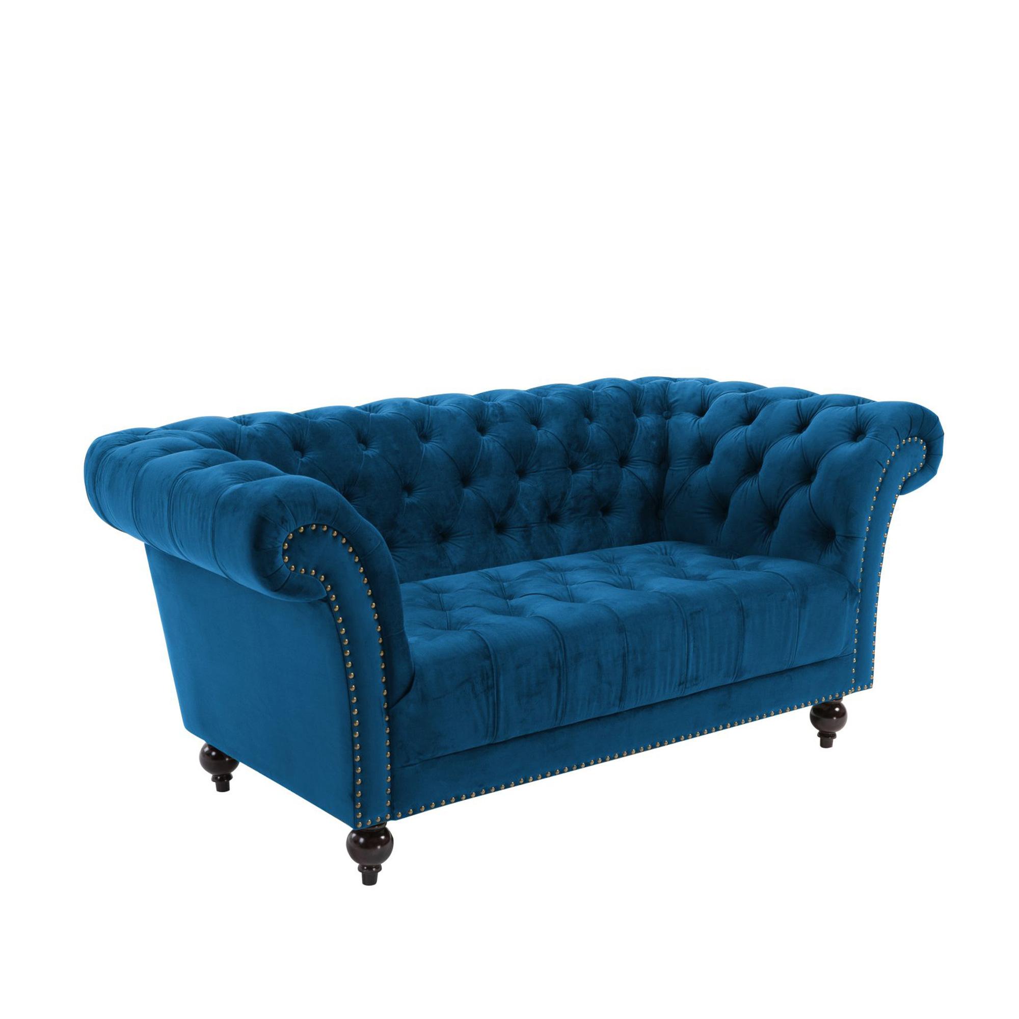 Chester Sofa - 2 Seater - Blue Velvet Fabric