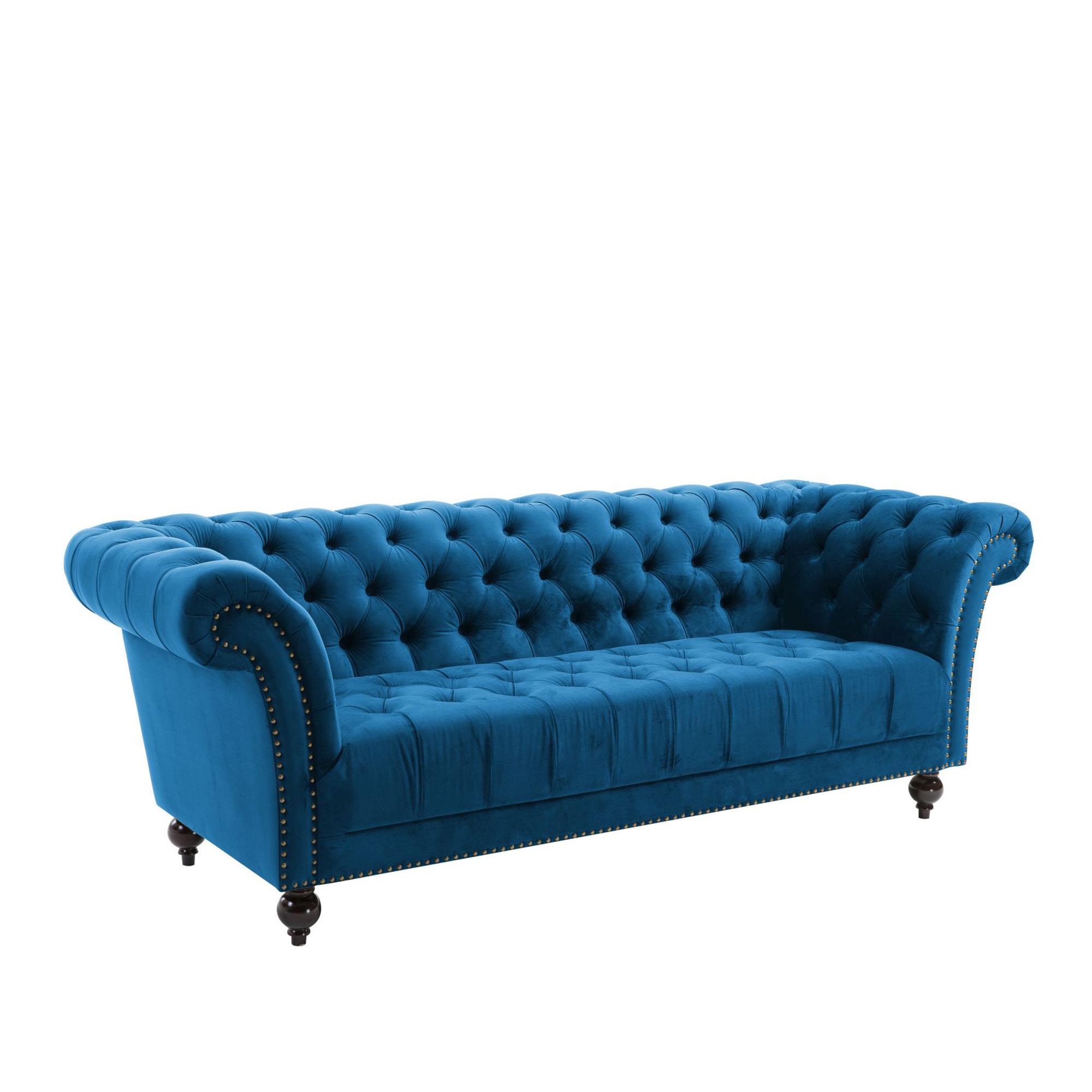 Chester Sofa - 3 Seater - Blue Velvet Fabric