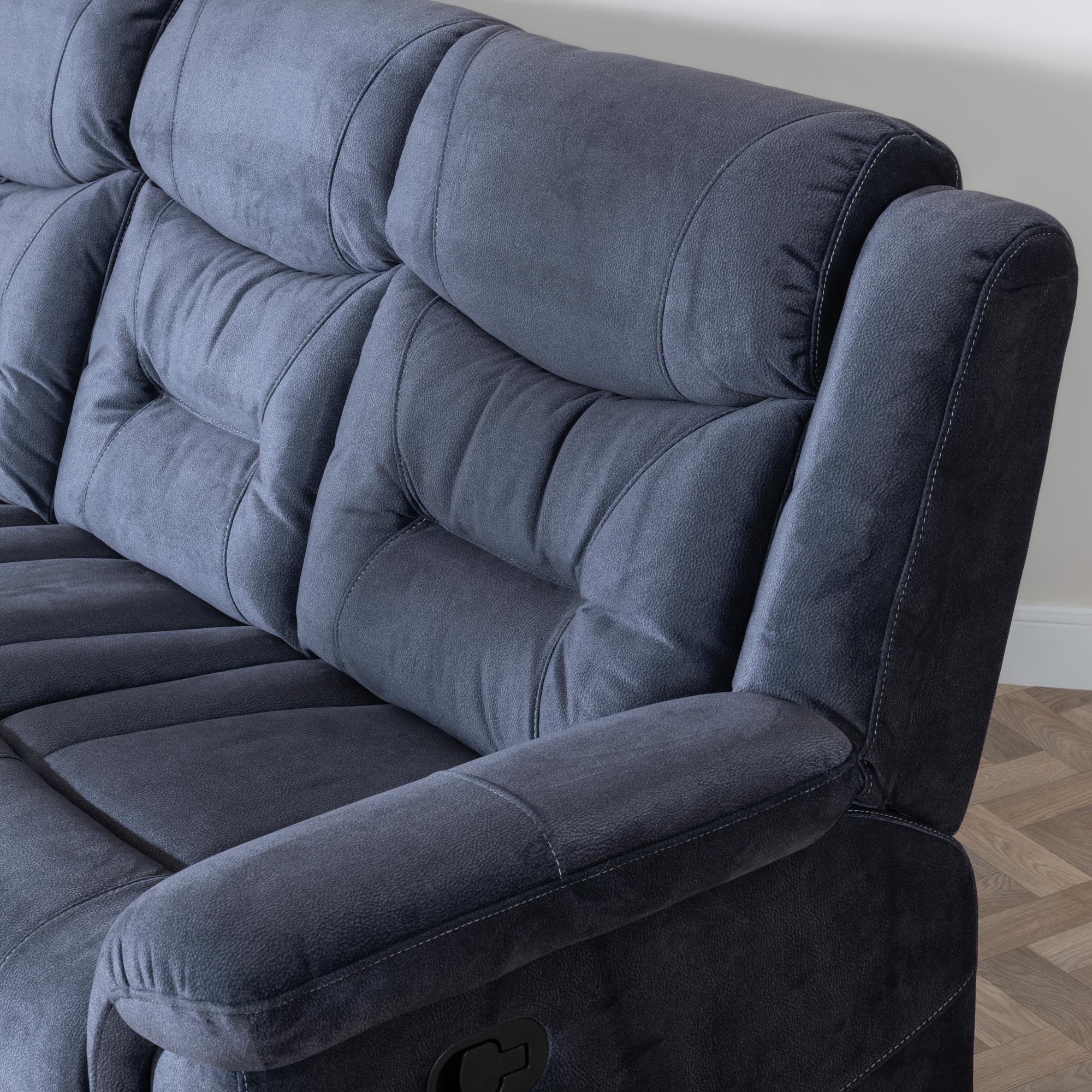 Dudley Silvano Recliner Sofa - 3 Seater - Blue Fabric
