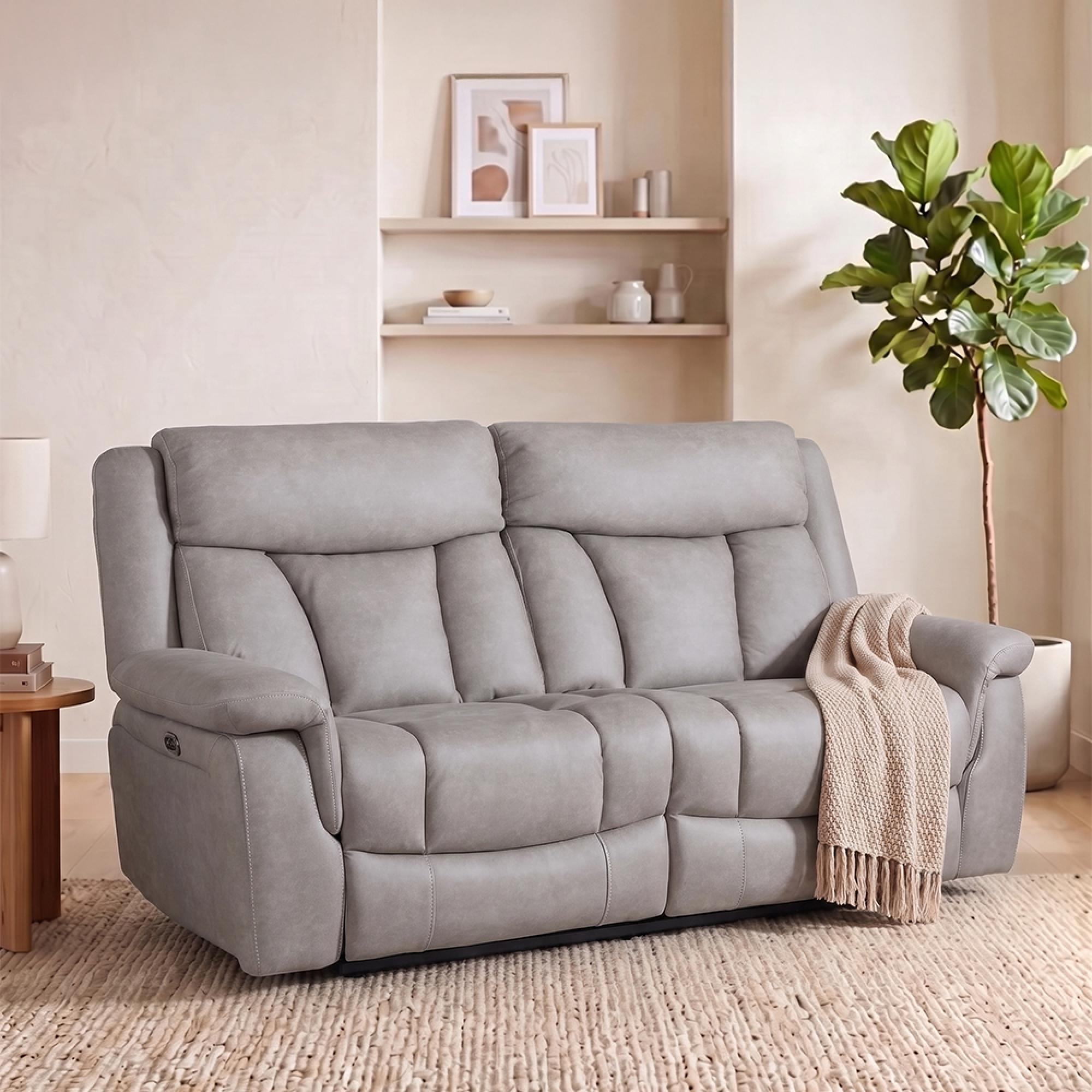Dylan Electric Recliner Sofa - 2 Seater - Sandstone Fabric