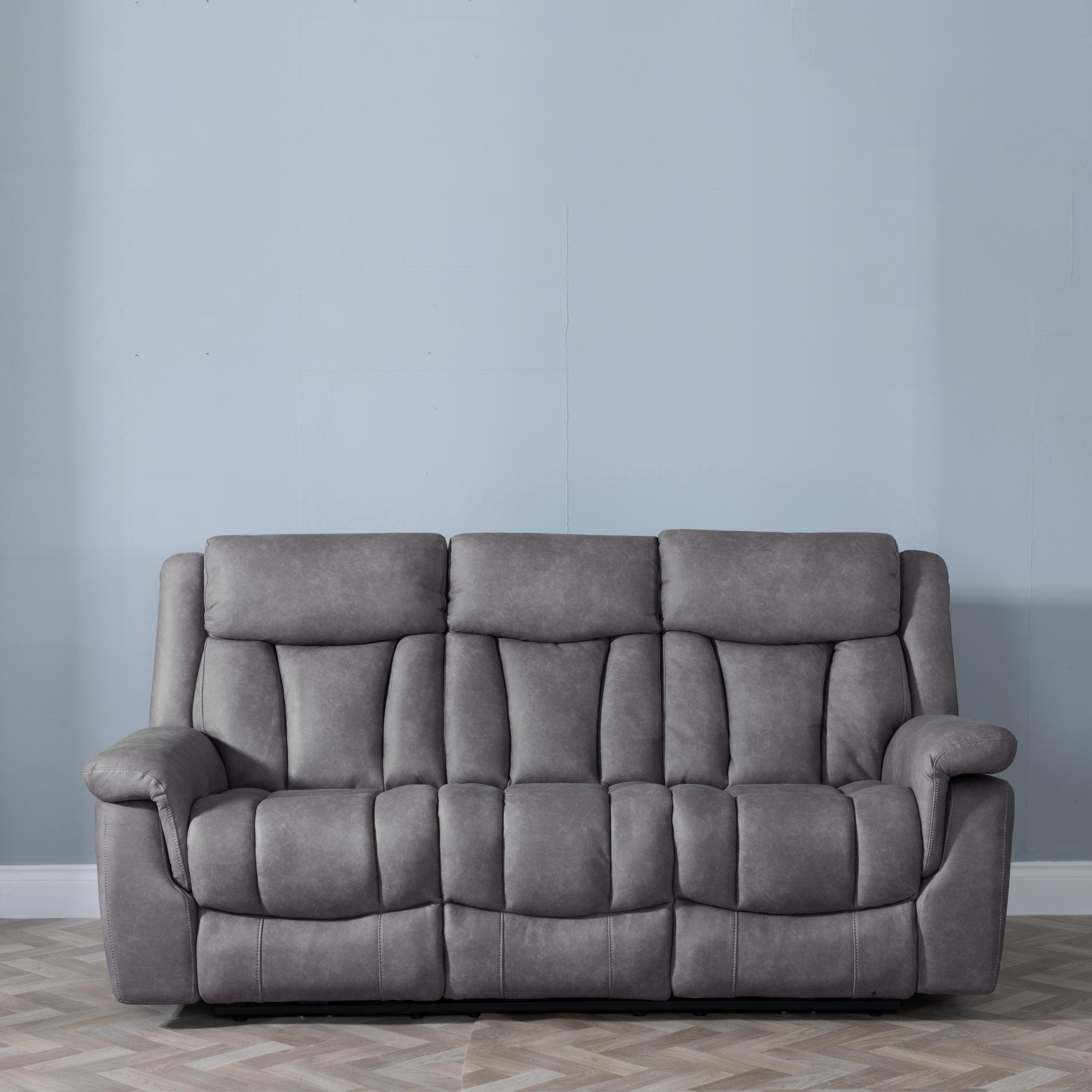 Dylan Electric Recliner Sofa - 3 Seater - Grey Fabric