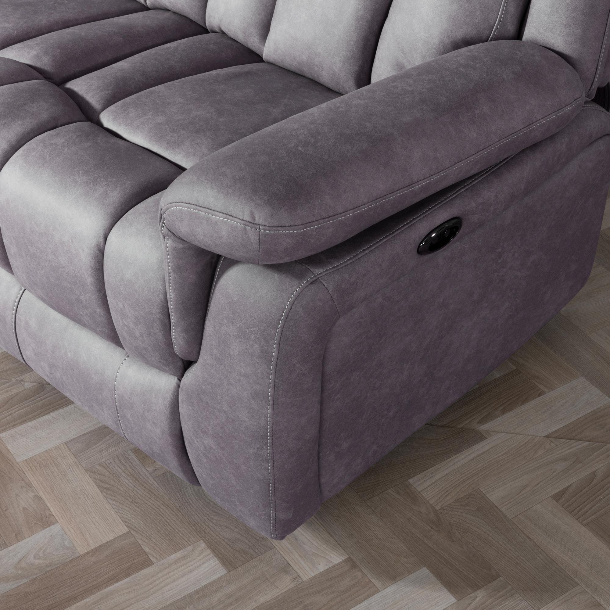 Dylan Electric Recliner Sofa - 3 Seater - Grey Fabric