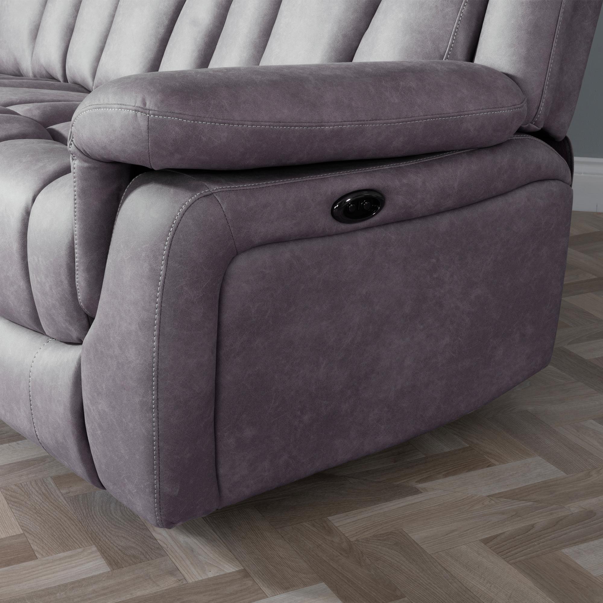 Dylan Electric Recliner Sofa - 3 Seater - Grey Fabric