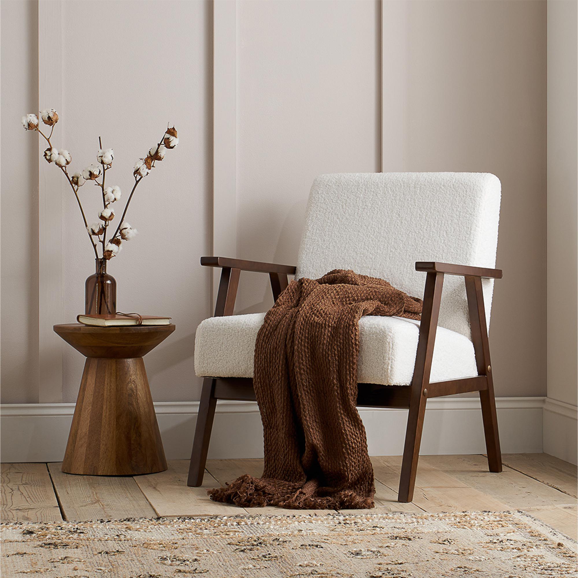 Ellwood Armchair - White Boucle Fabric