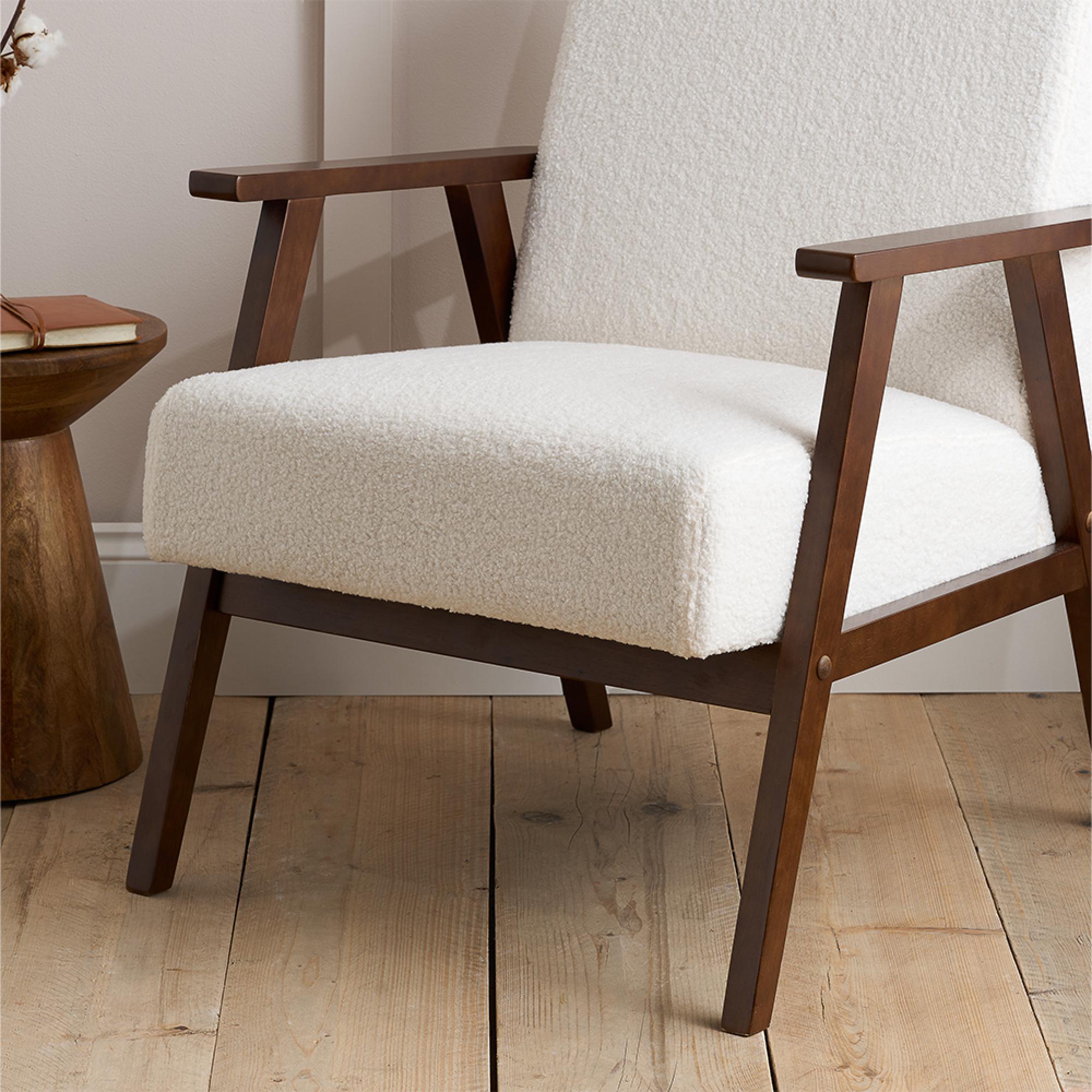 Ellwood Armchair - White Boucle Fabric