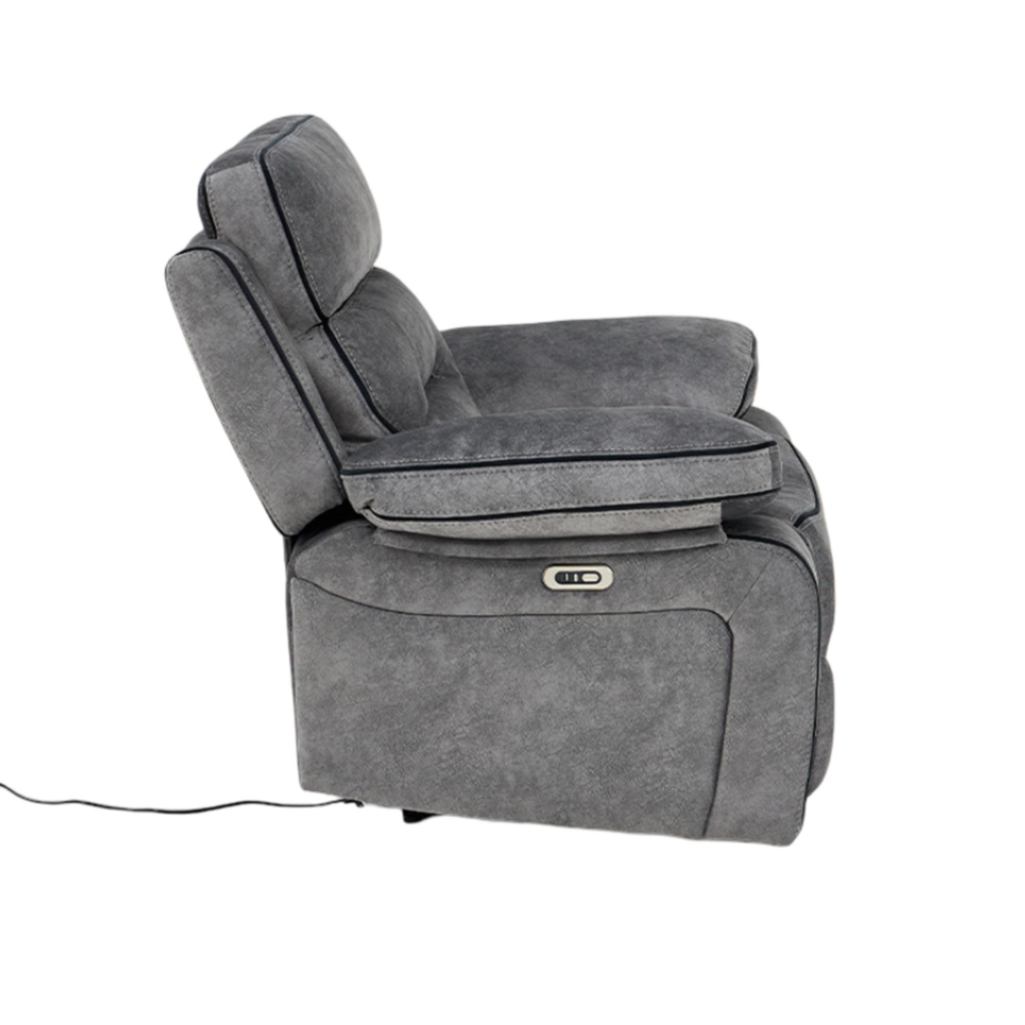 Foster Recliner Armchair - Grey Fabric - LED Lights
