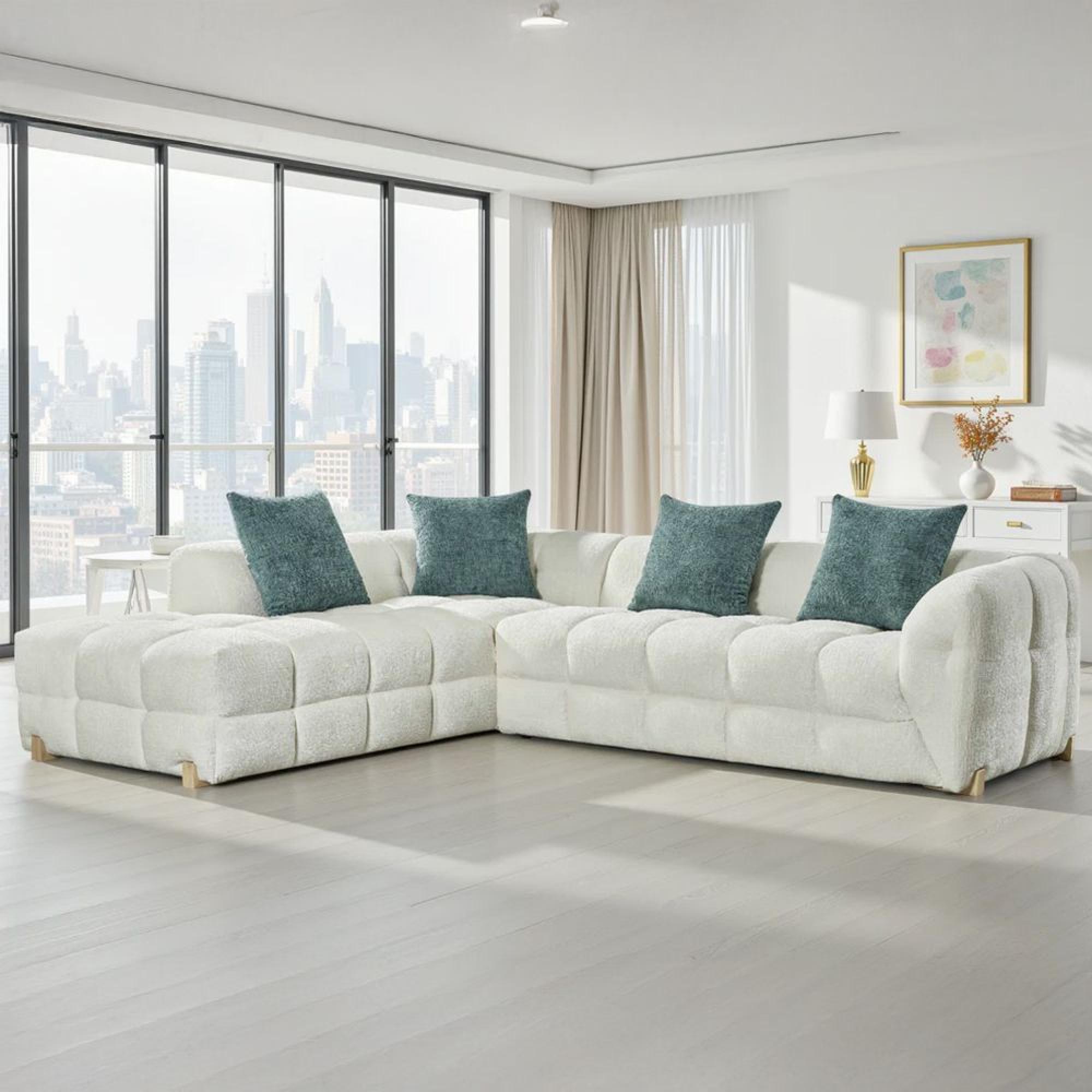 Genoa Corner Sofa - Beige Fabric - LHF