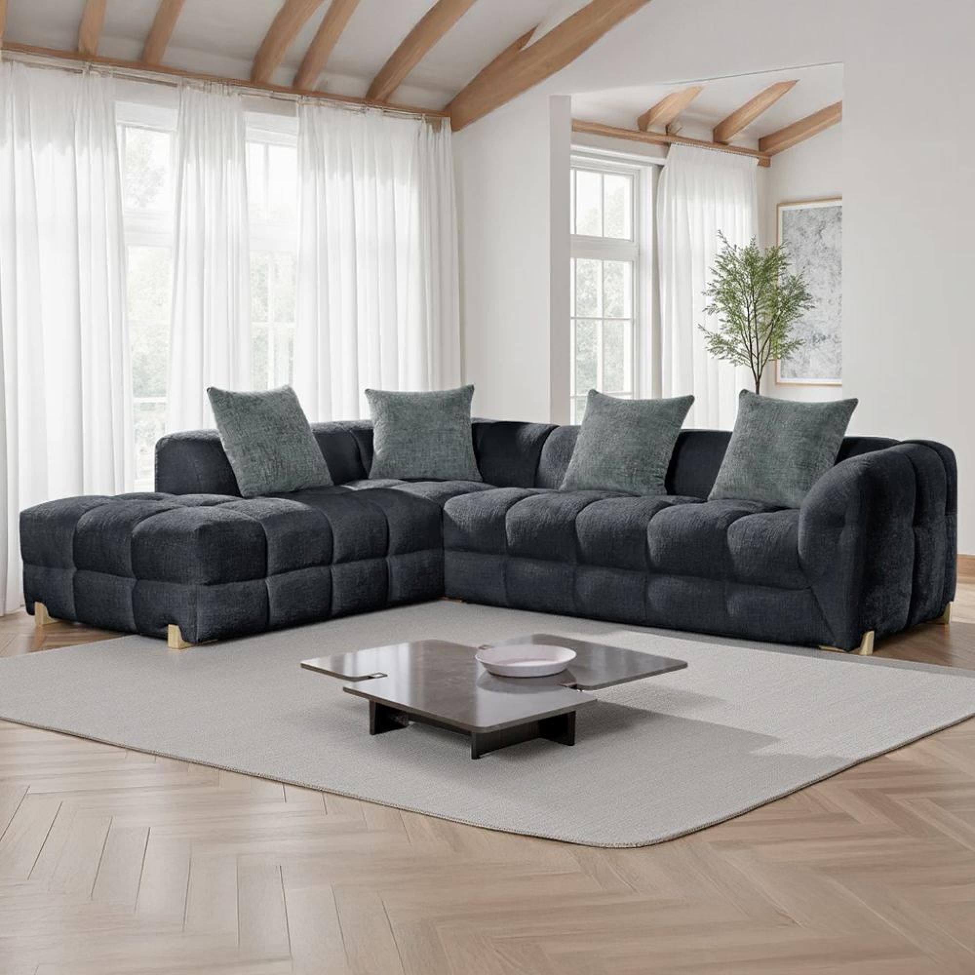 Genoa Corner Sofa - Charcoal Fabric - LHF