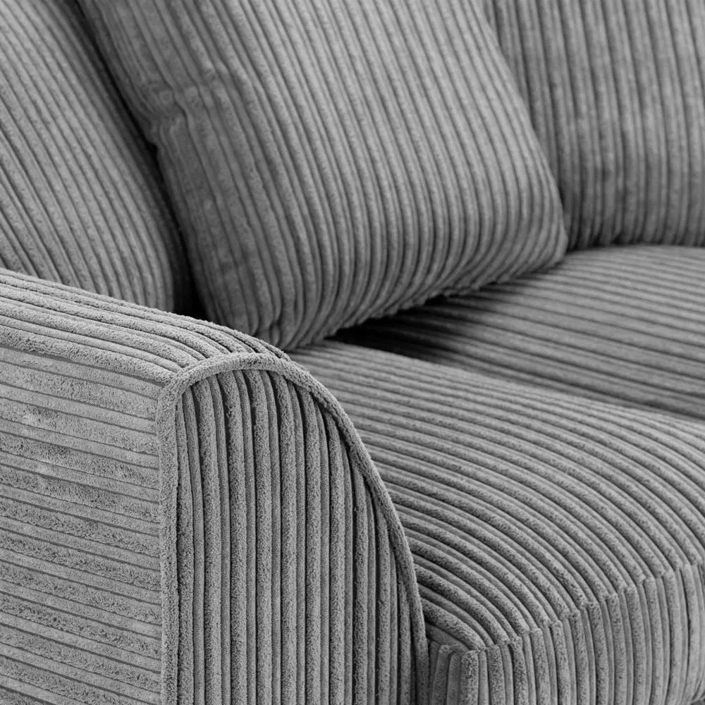 Harley Jumbo Sofa - Grey Fabric - 2 Seater