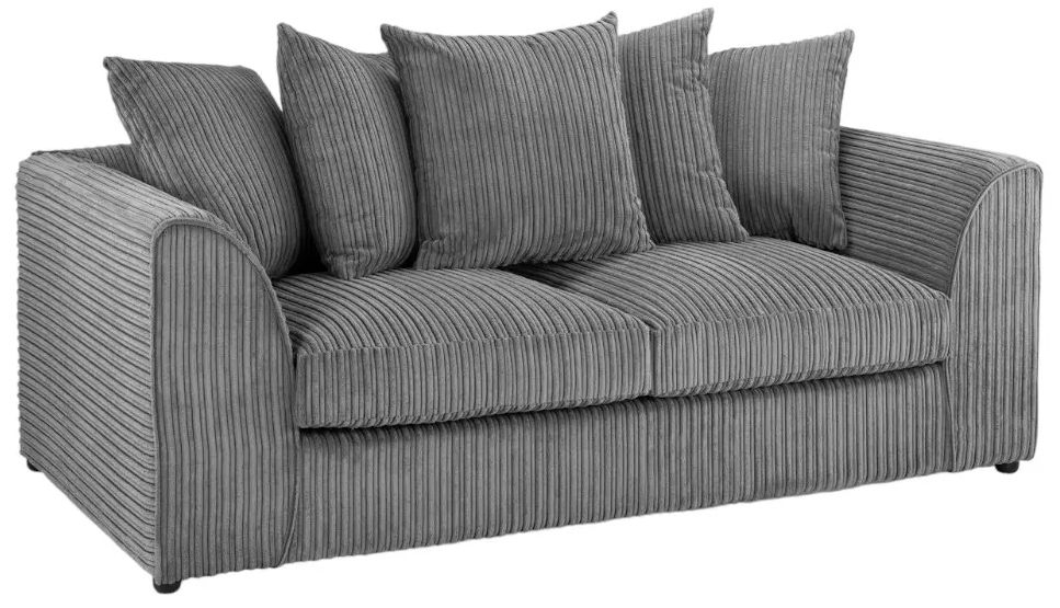 Harley Jumbo Sofa - Grey Fabric - 3 Seater