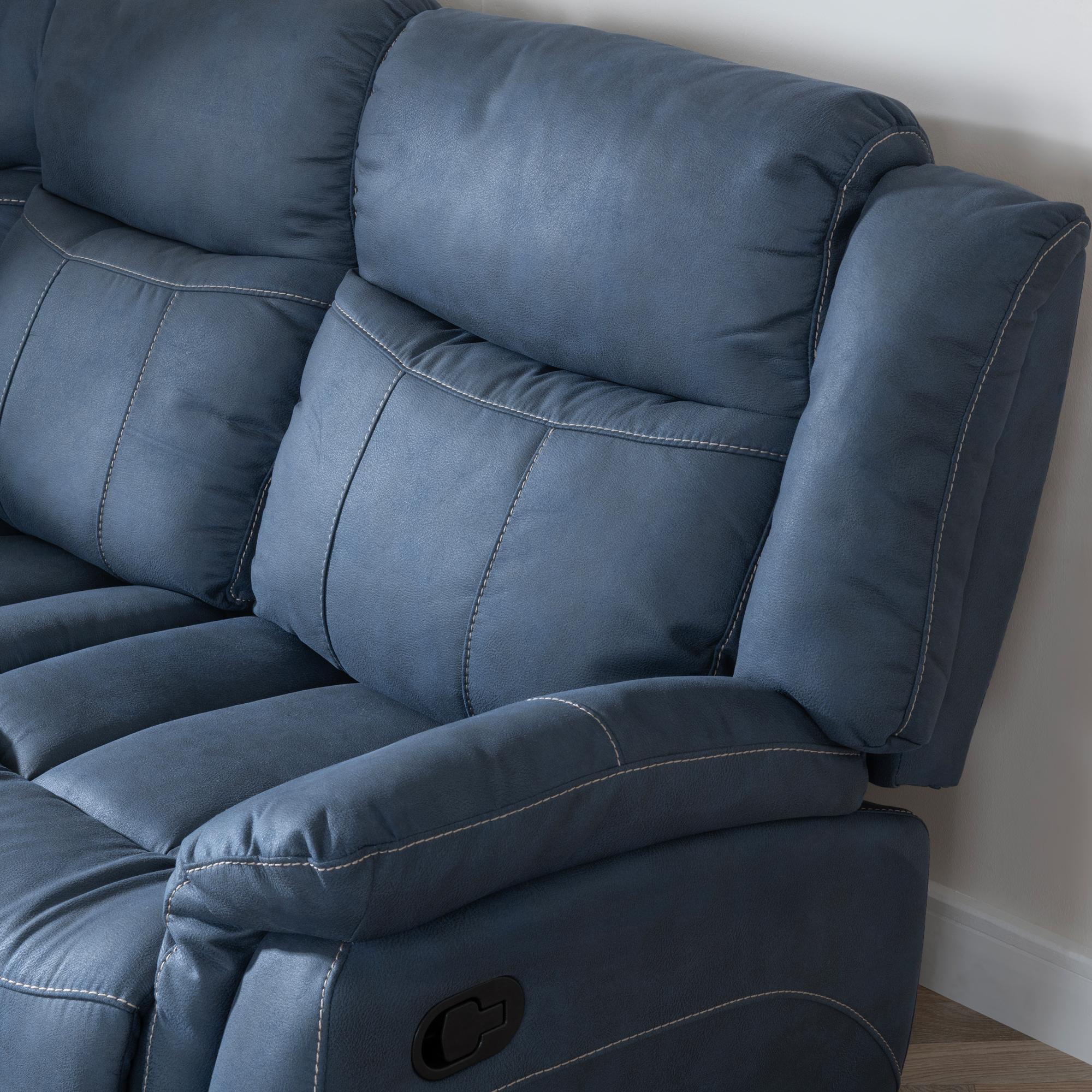 Hilbert Recliner Corner Sofa - Denim Blue Fabric