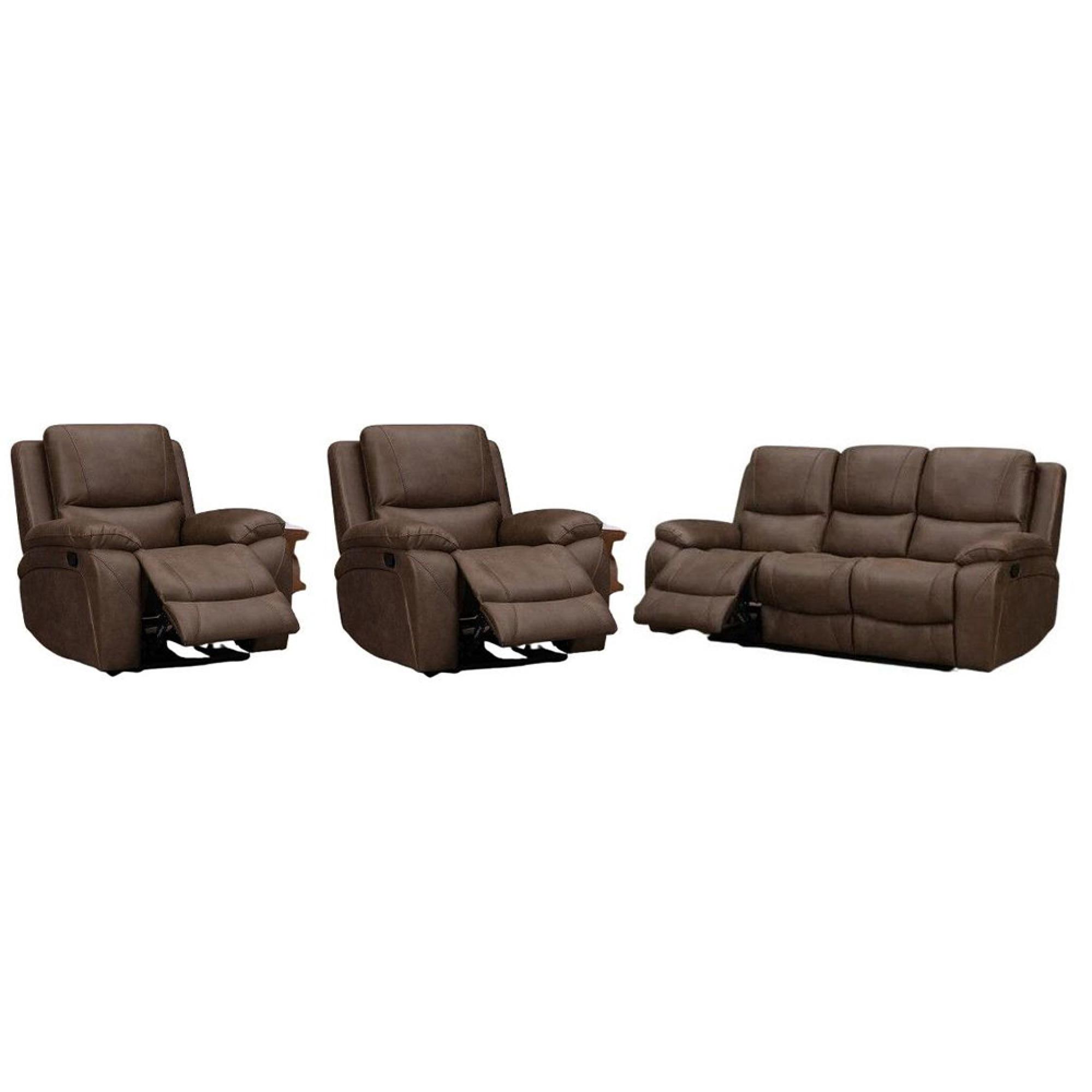 Isobella Manual Recliner Sofa Set - Chocolate Fabric - 3+1+1 Seater