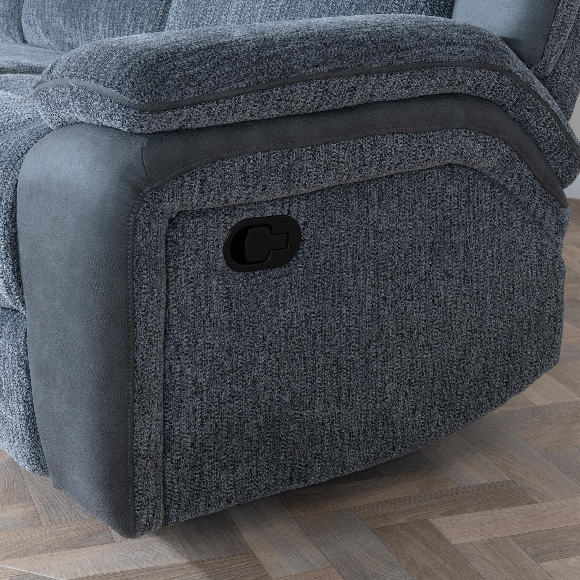 Legend Recliner Sofa - 3 Seater - Grey Fabric
