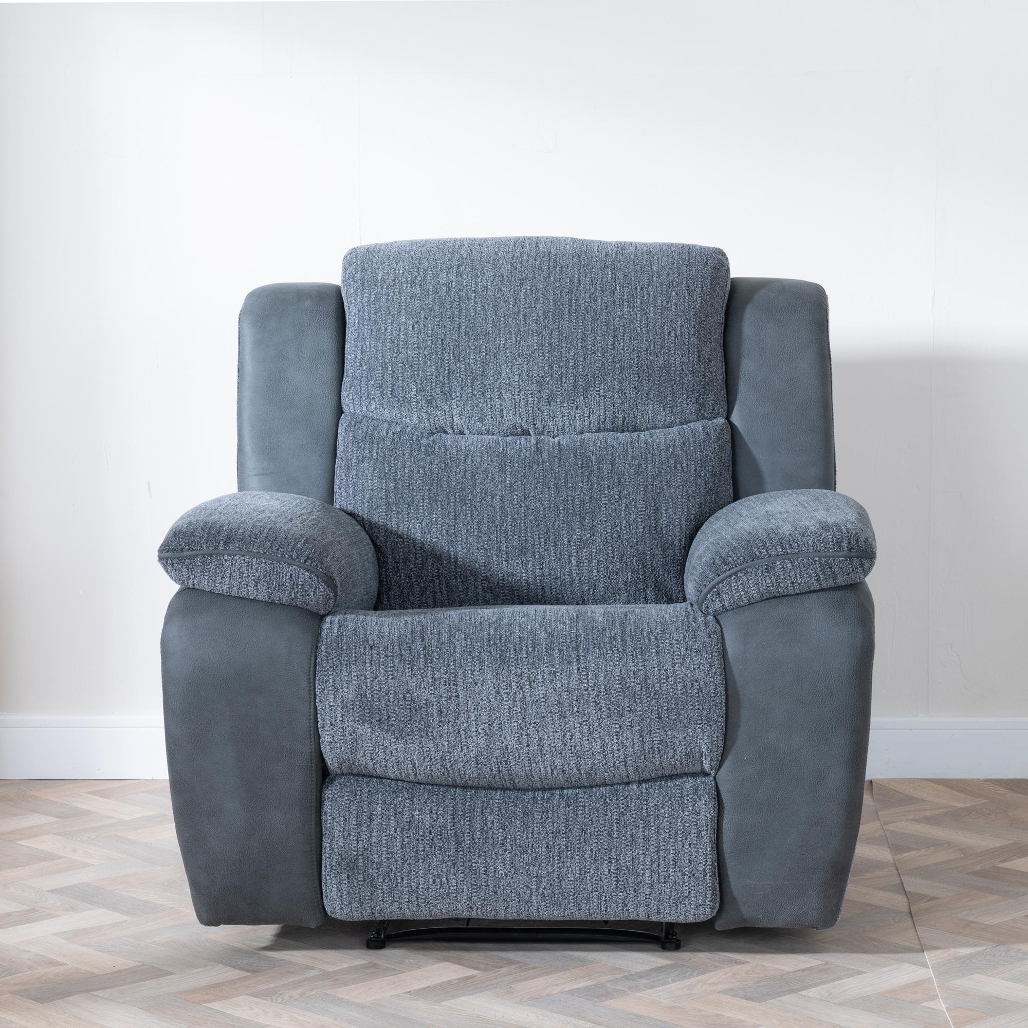 Legend Recliner Sofa Set - Grey Fabric