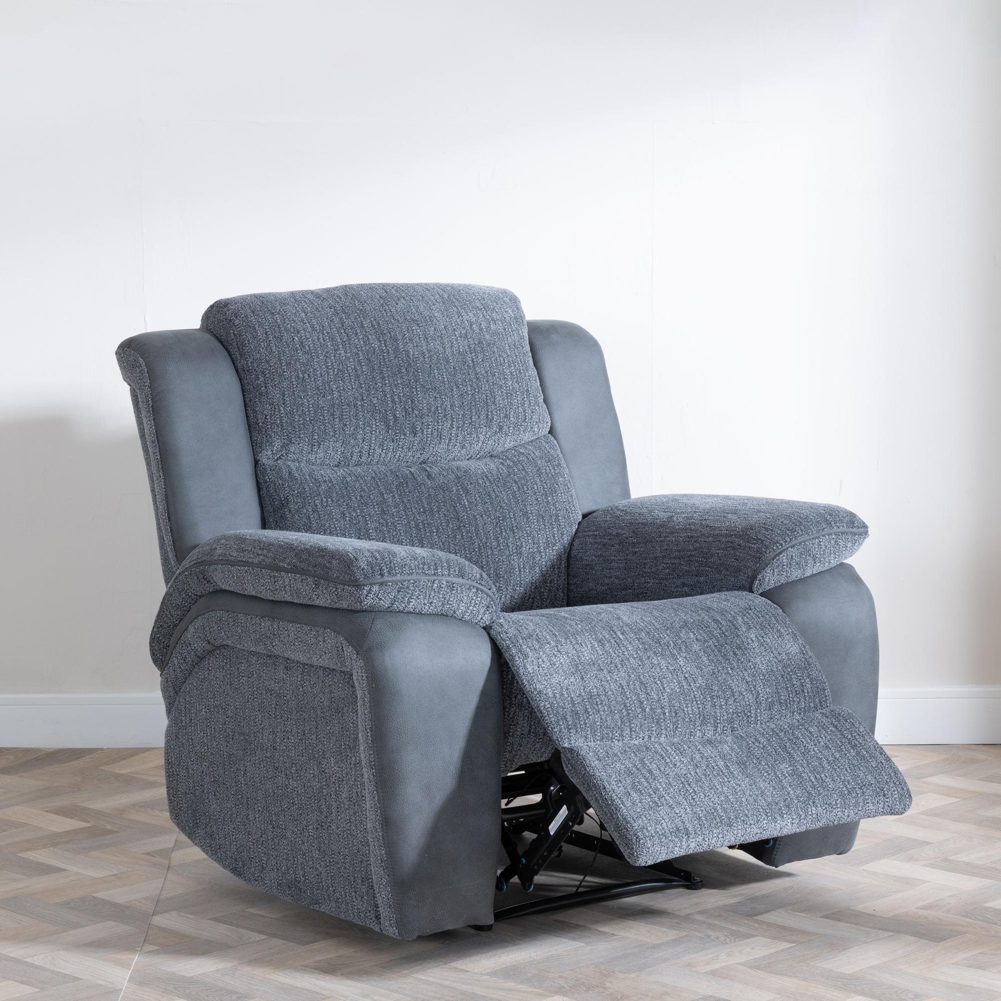 Legend Recliner Sofa Set - Grey Fabric