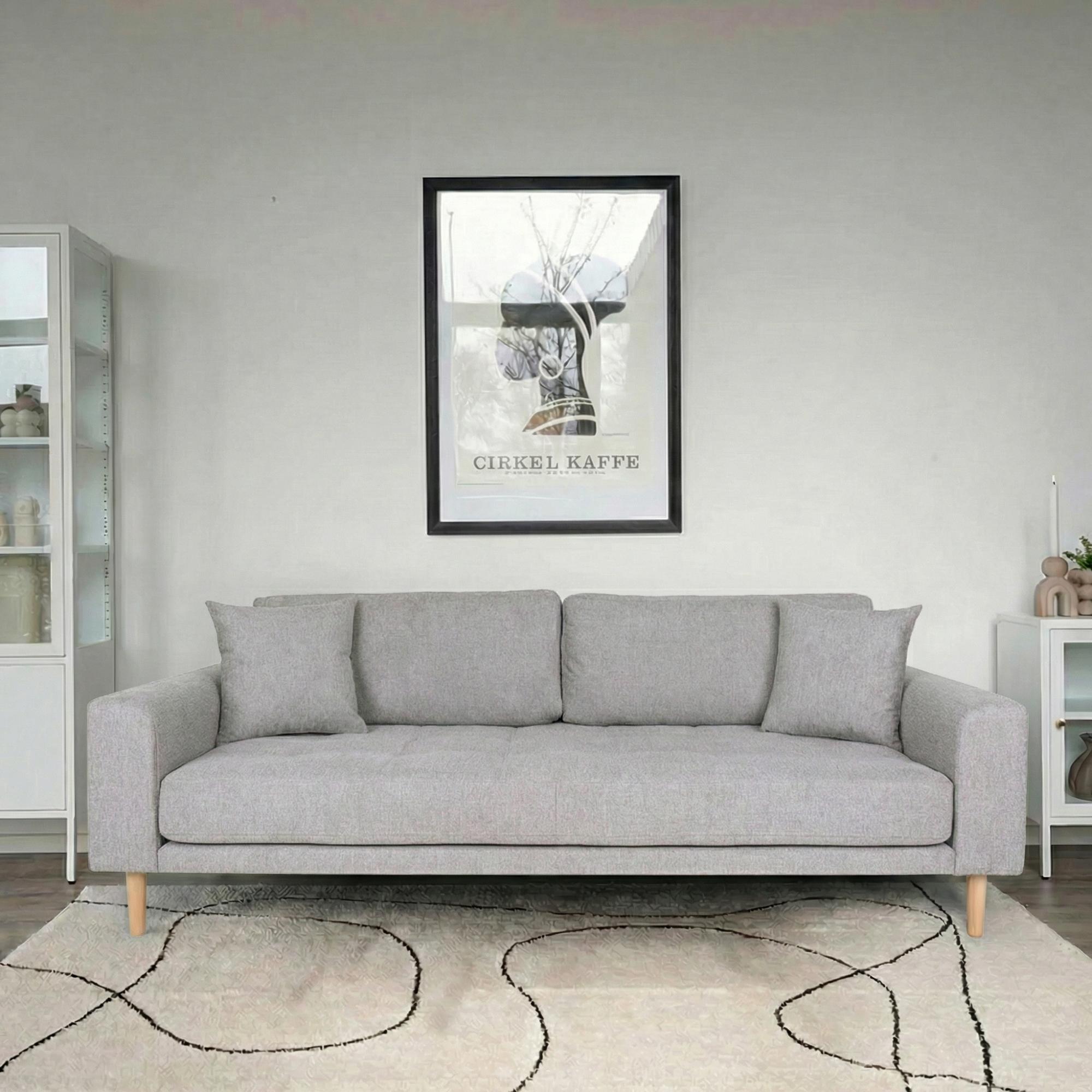 Lido Sofa - 3 Seater - Light Grey - Fabric