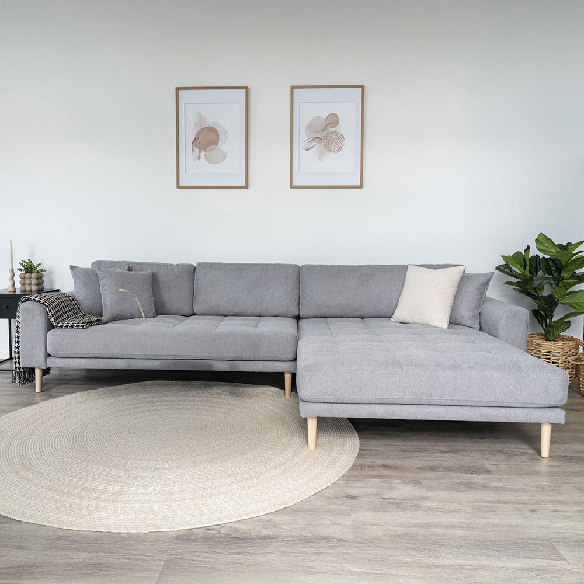 Lido Lounge Sofa - Light Grey - Fabric - Natural Legs - RHF