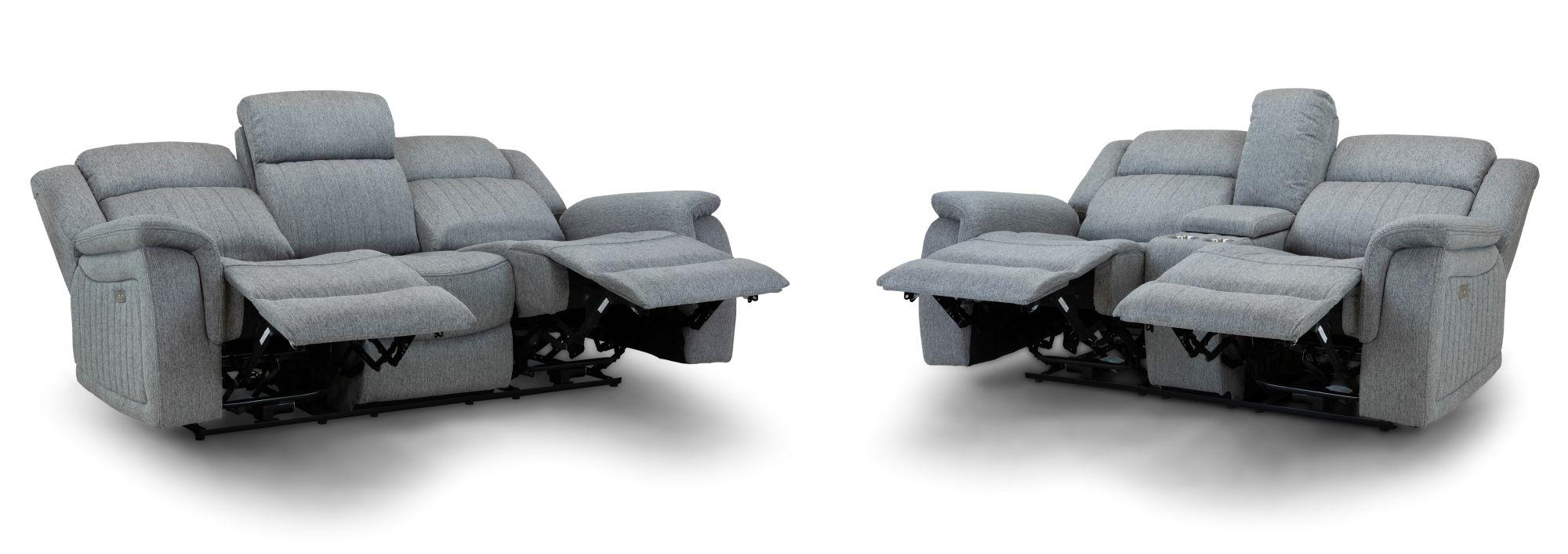 Linden Recliner Sofa Set - Grey Fabric - 3+2 Seater