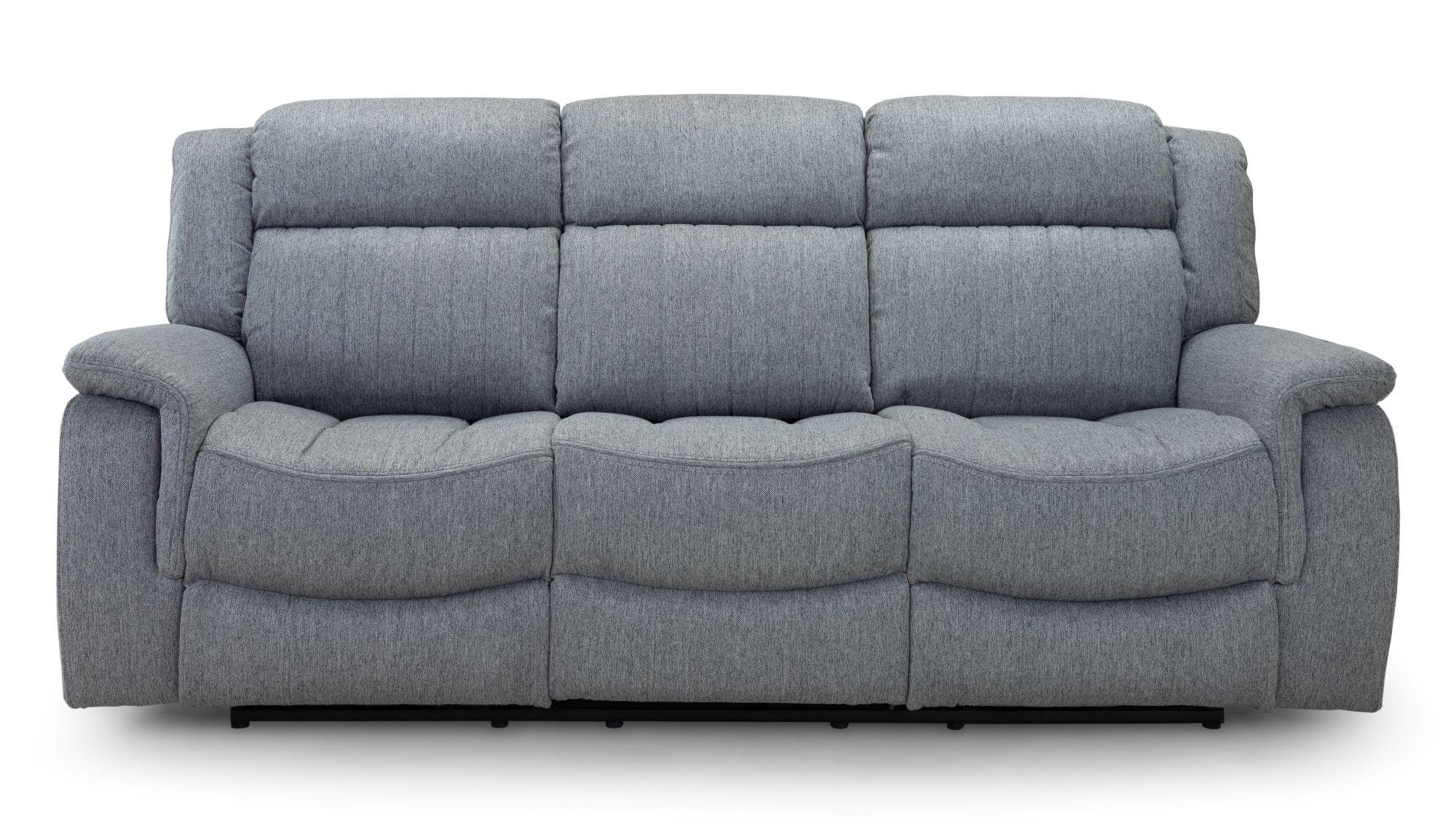 Linden Recliner Sofa - Grey Fabric - 3 Seater