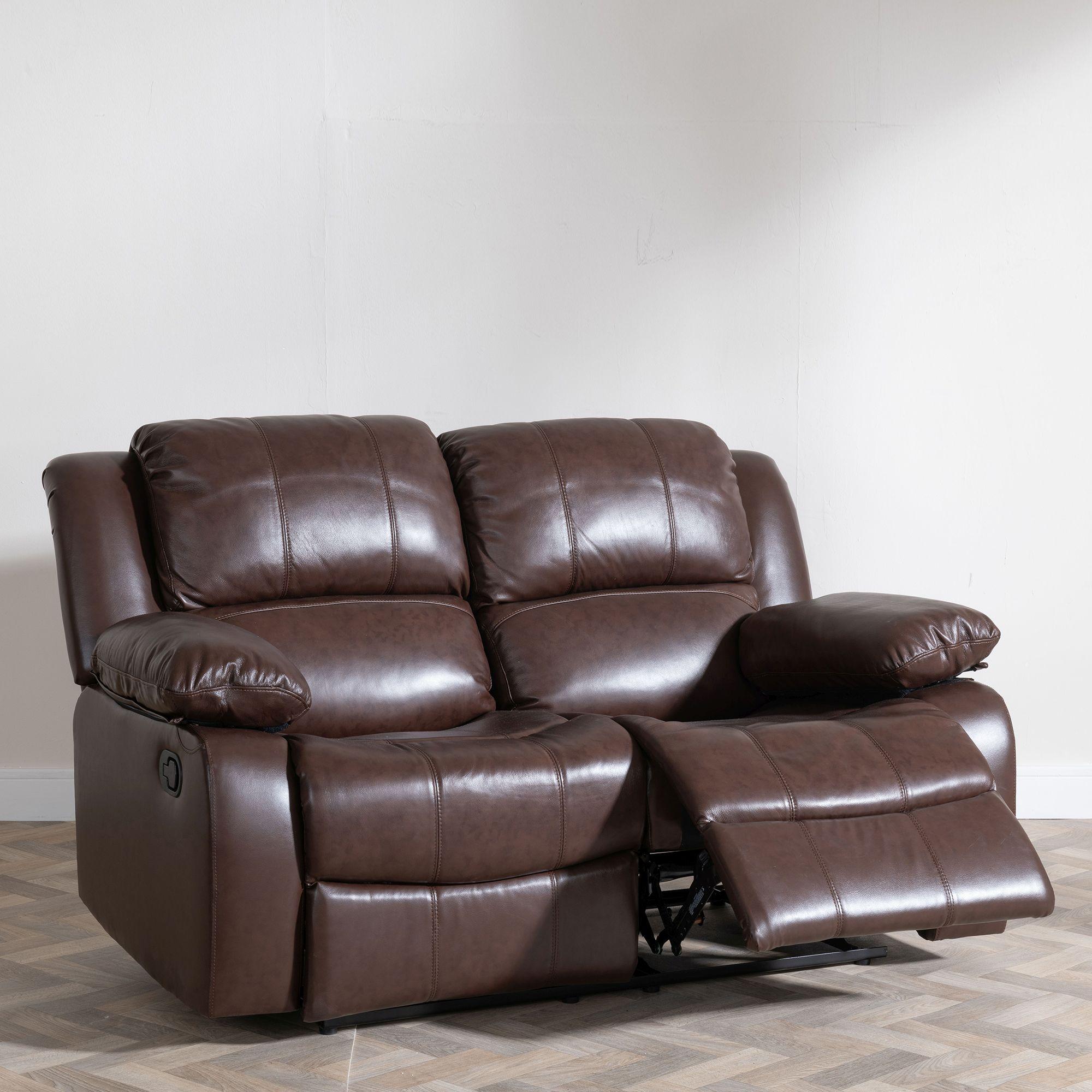 London Recliner Sofa Set - Brown Leather
