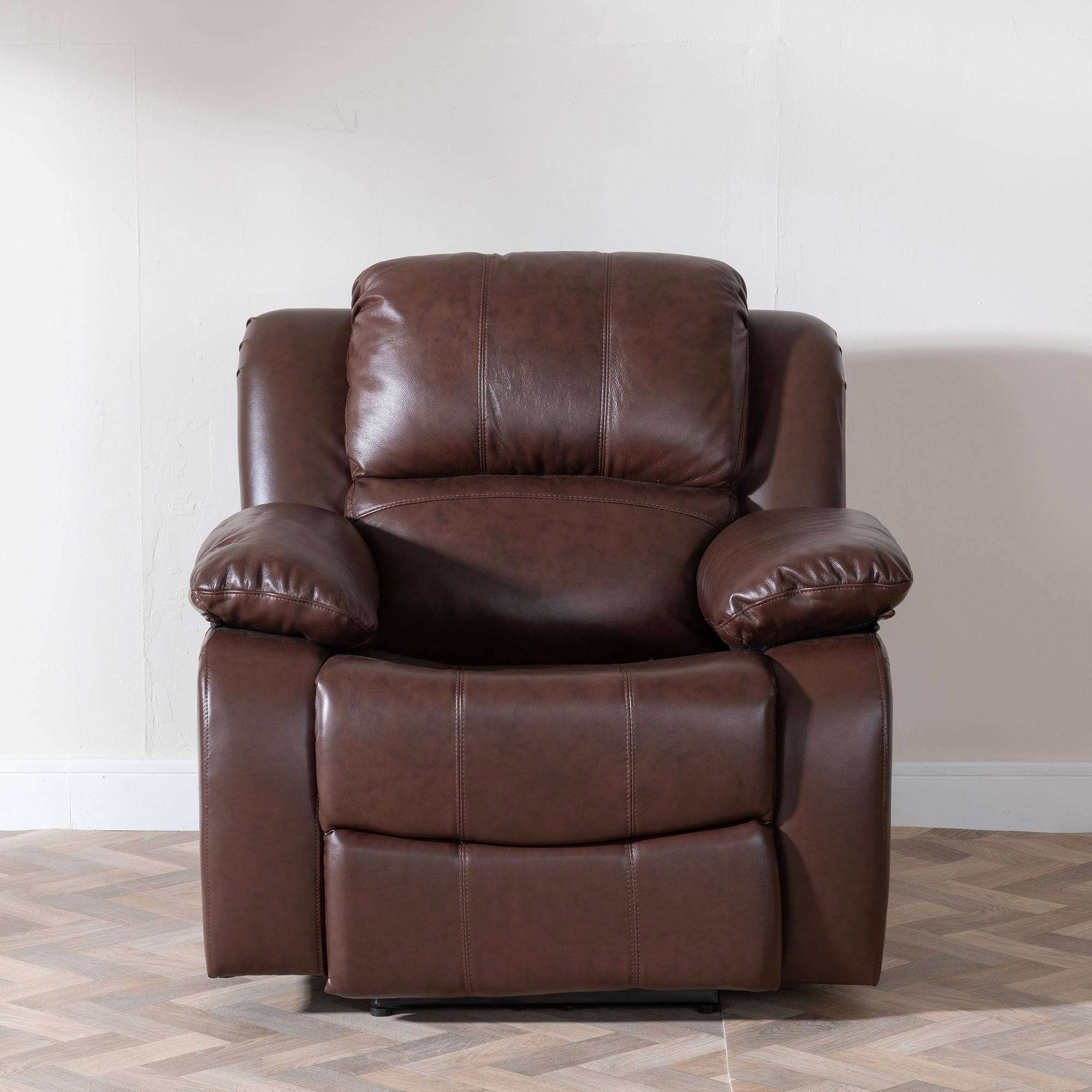 London Recliner Sofa Set - Brown Leather