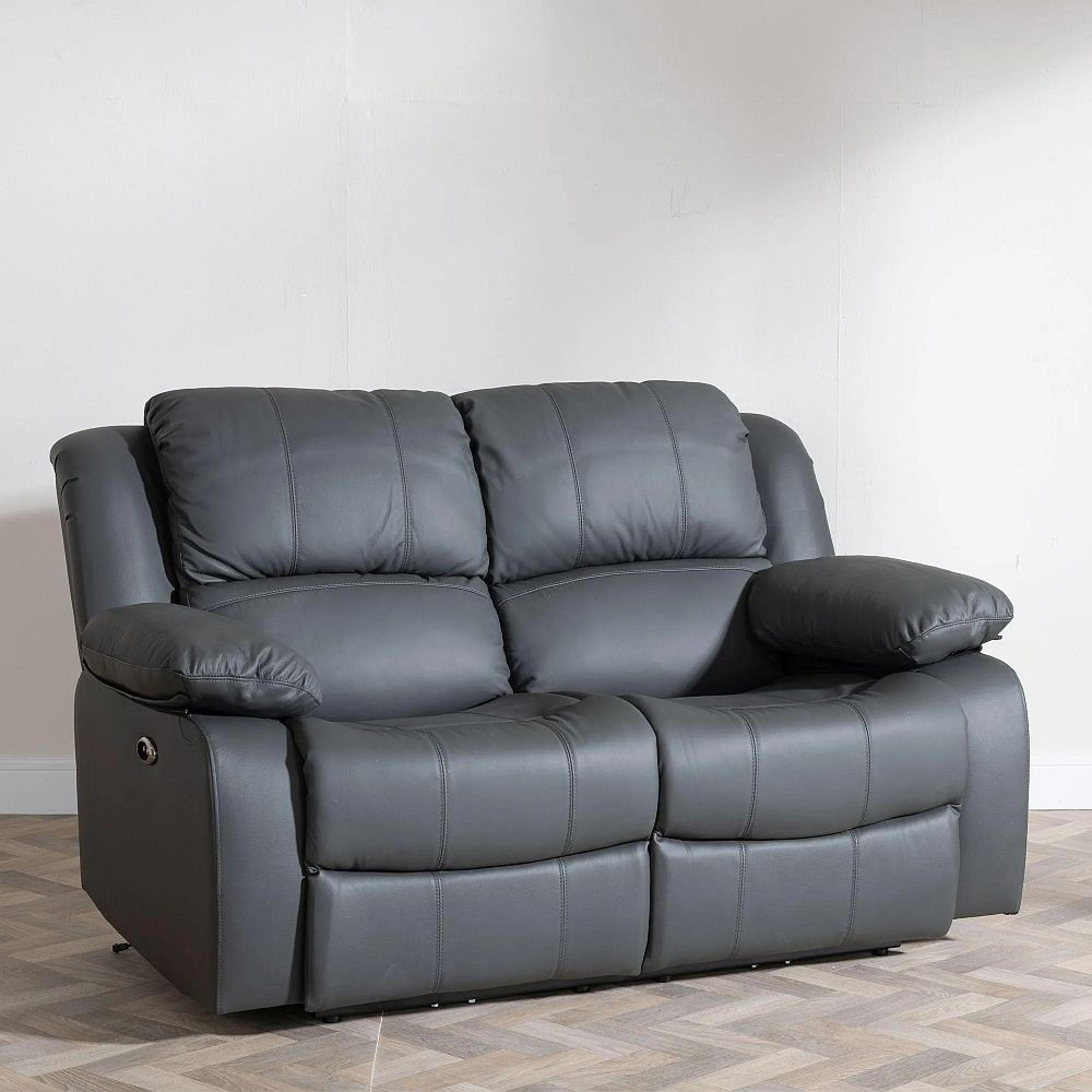 London Electric Recliner Sofa - 2 Seater - Grey Leather
