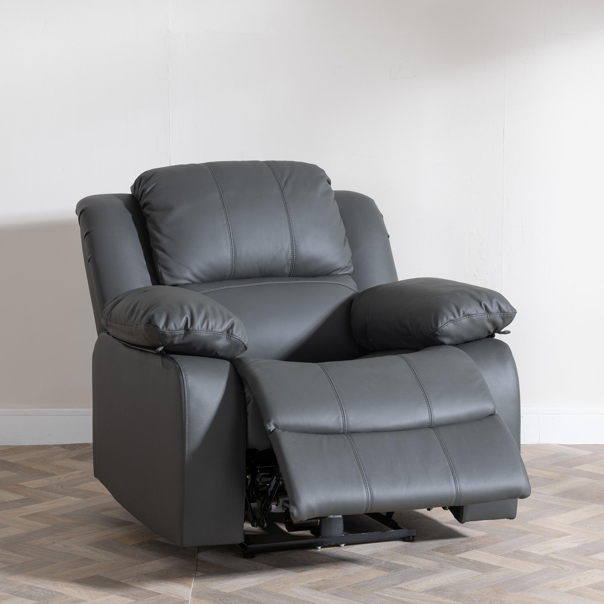 London Recliner Sofa Set - Grey Leather