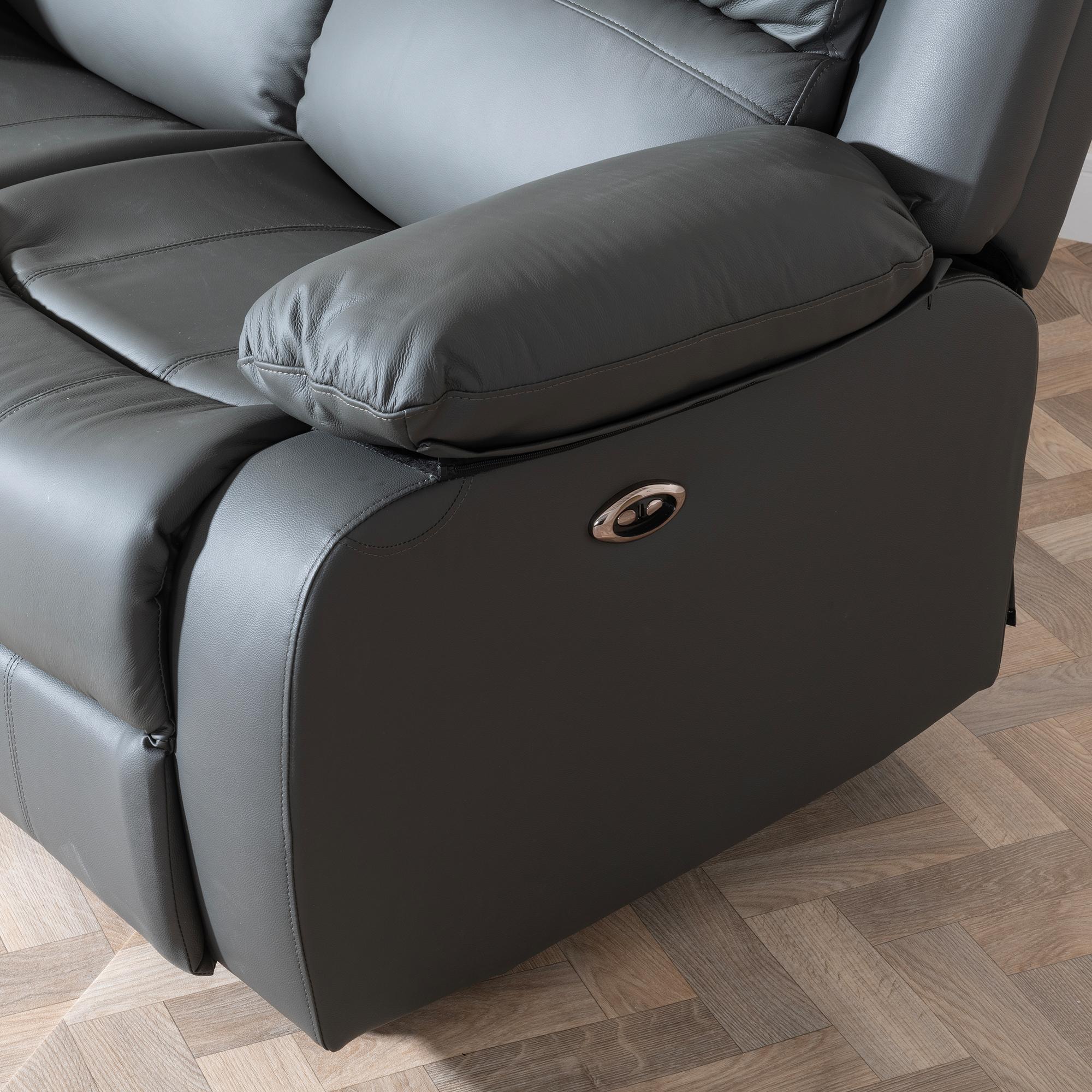 London Recliner Sofa Set - Grey Leather