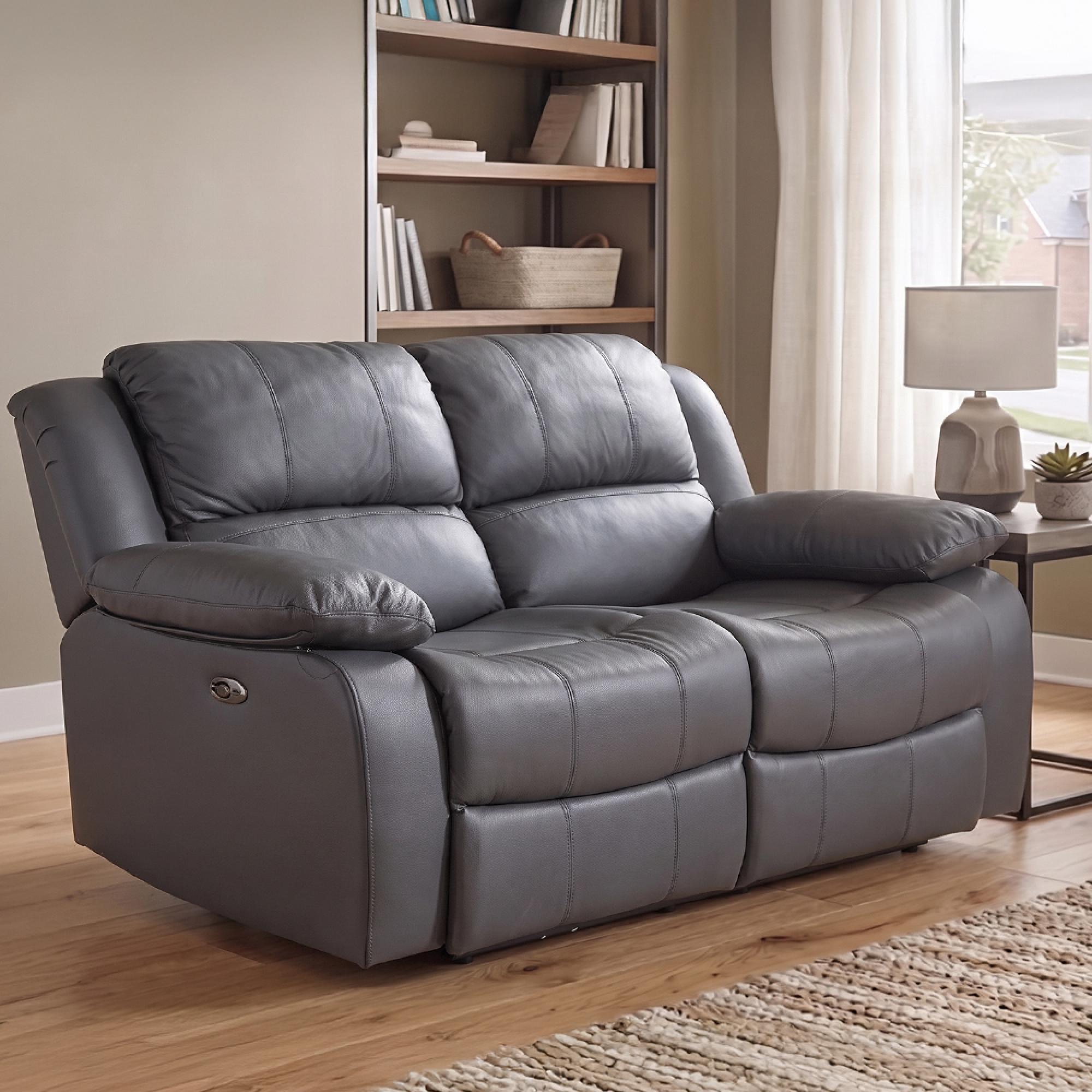 London Recliner Sofa - 2 Seater - Grey Leather