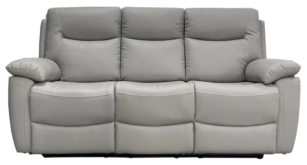 Lucia Recliner Sofa - Pearl Grey Leather - 3 Seater