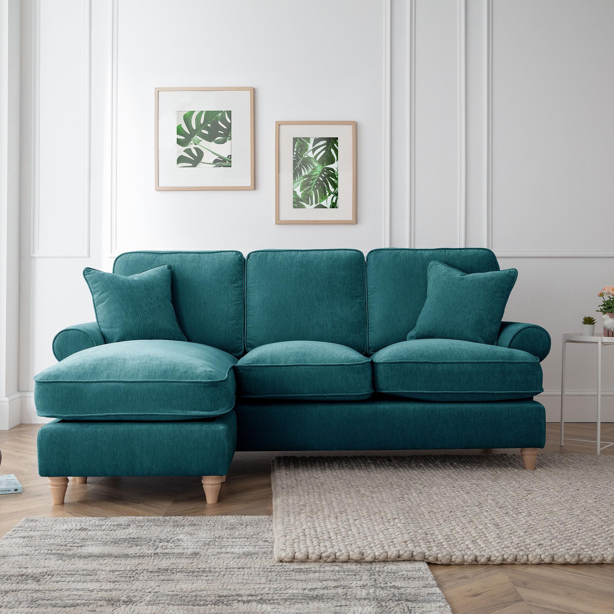 Marigot Emerald Fabric Chaise Corner Sofa - LHF