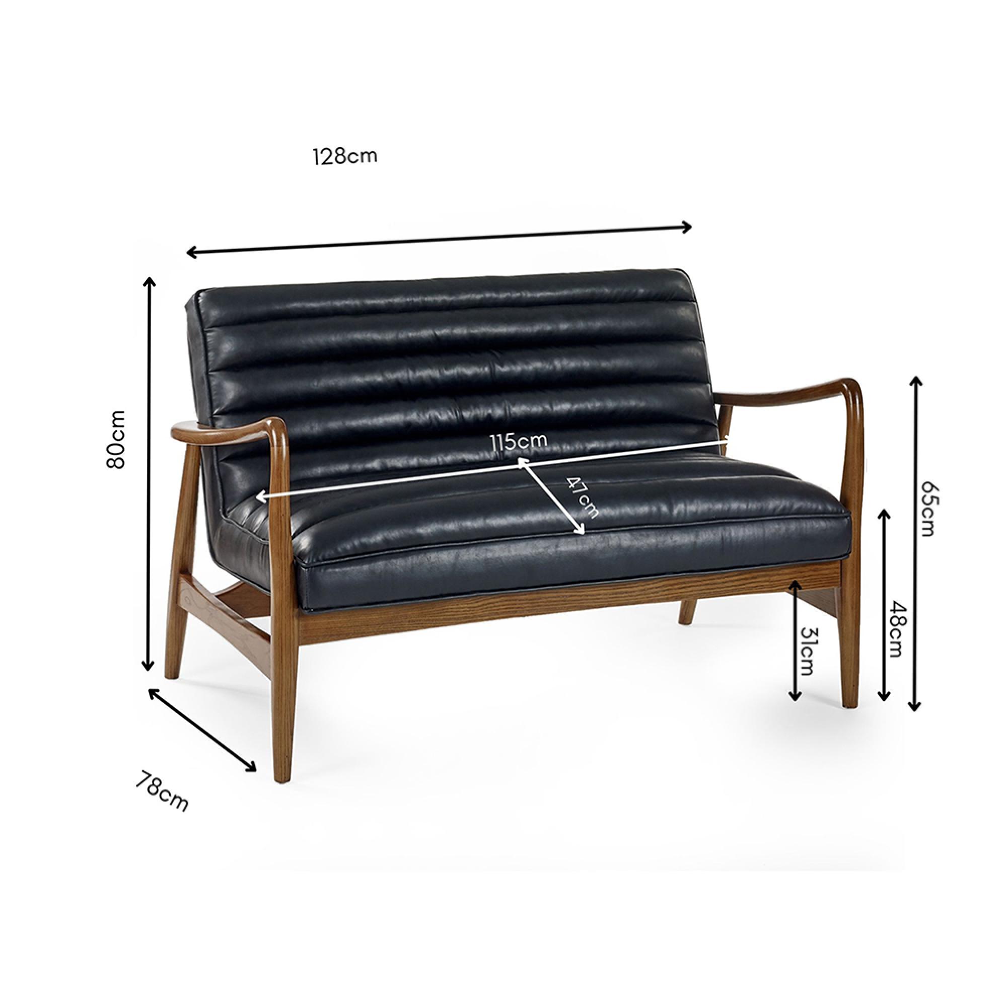 Marshall Sofa - 2 Seater - Black Faux Leather