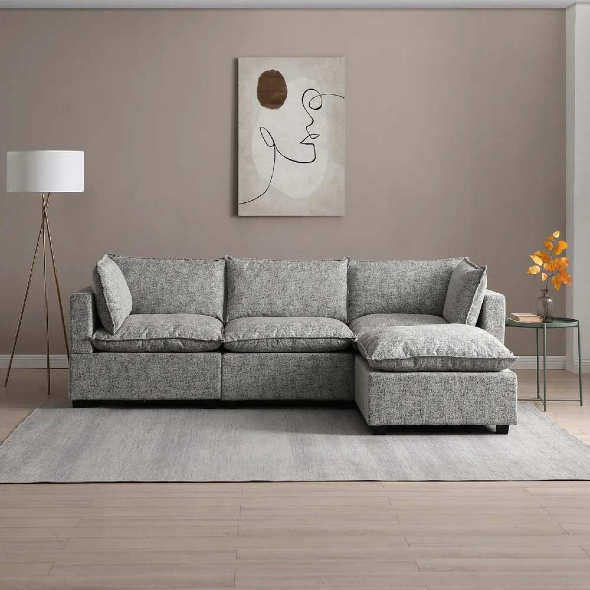 Moda Corner Sofa - Light Grey Boucle Fabric
