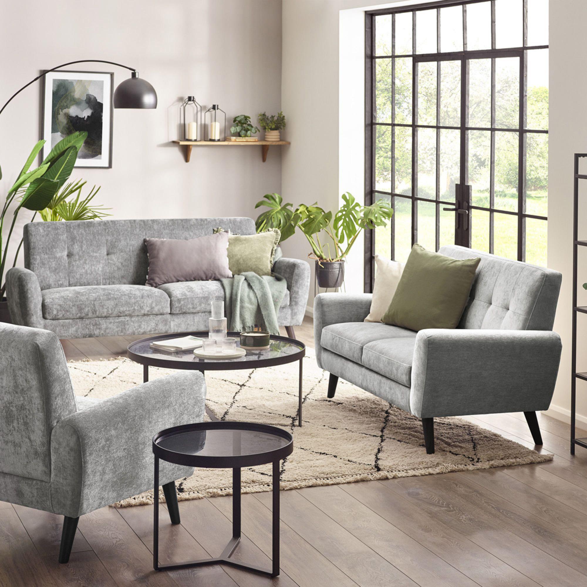 Monza Grey Mobus Fabric Sofa - 2 Seater