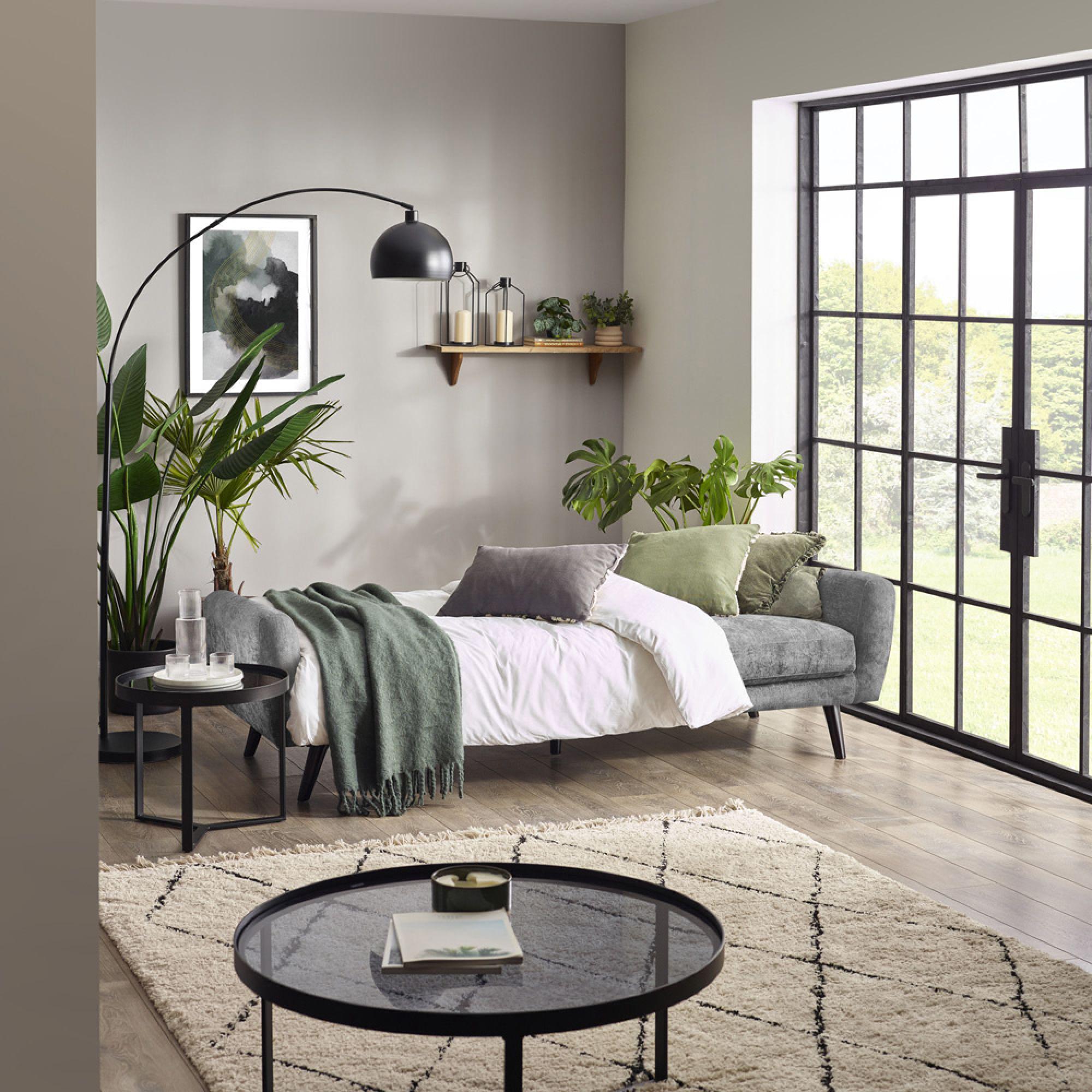 Monza Grey Mobus Fabric Sofabed - 3 Seater - Click-Clack